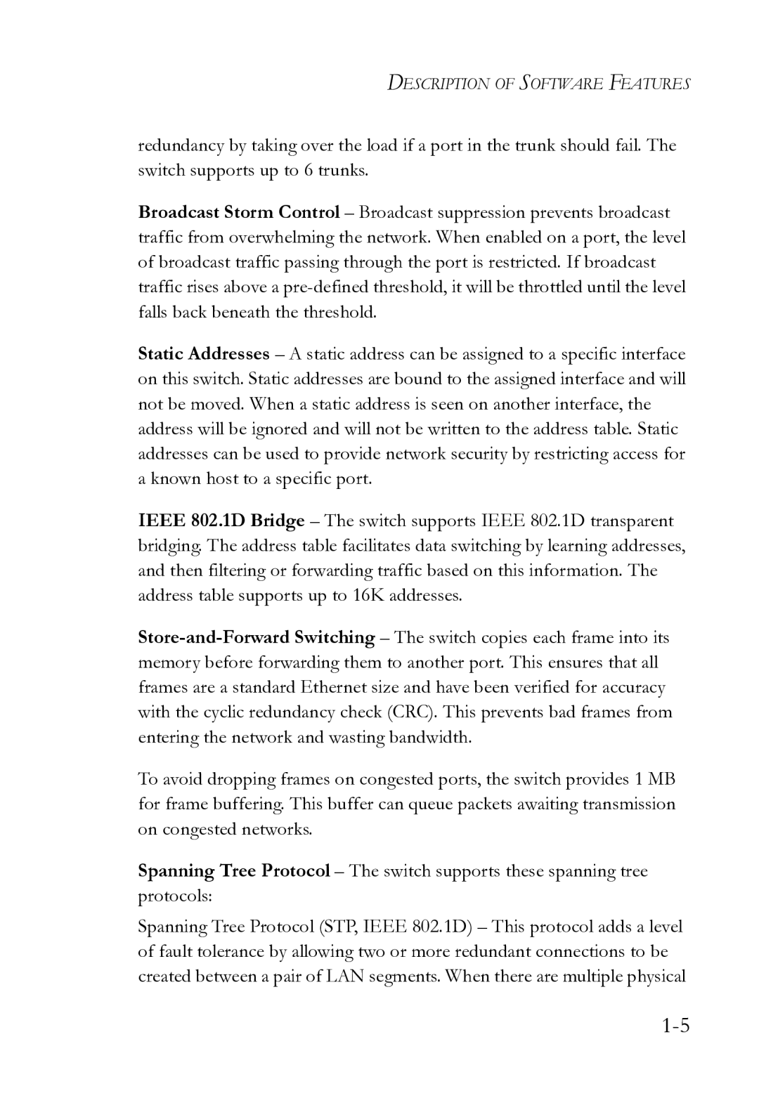 SMC Networks SMC8612XL3 F 1.0.1.3 manual Description of Software Features 