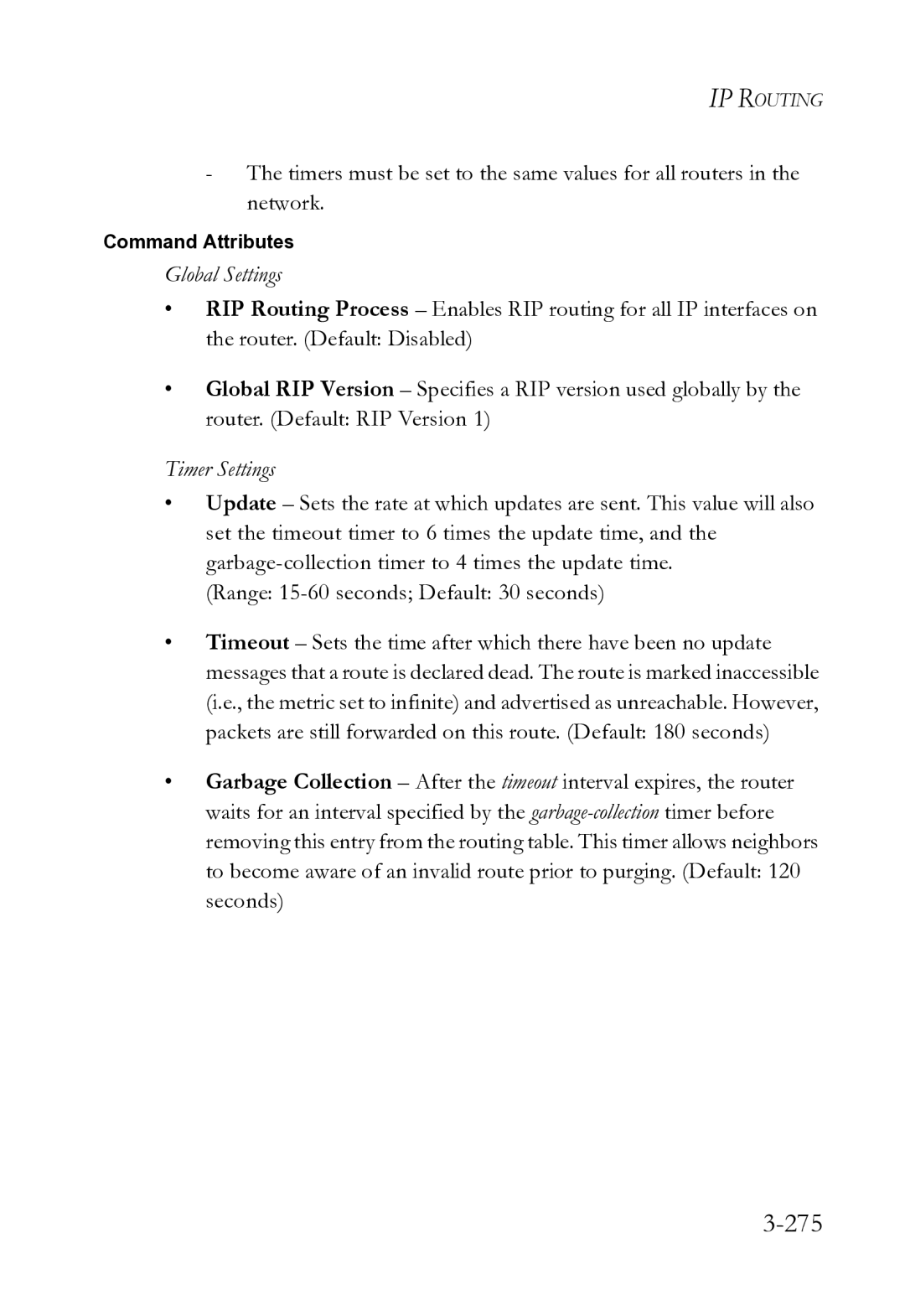 SMC Networks SMC8612XL3 F 1.0.1.3 manual 275, Global Settings, Timer Settings 