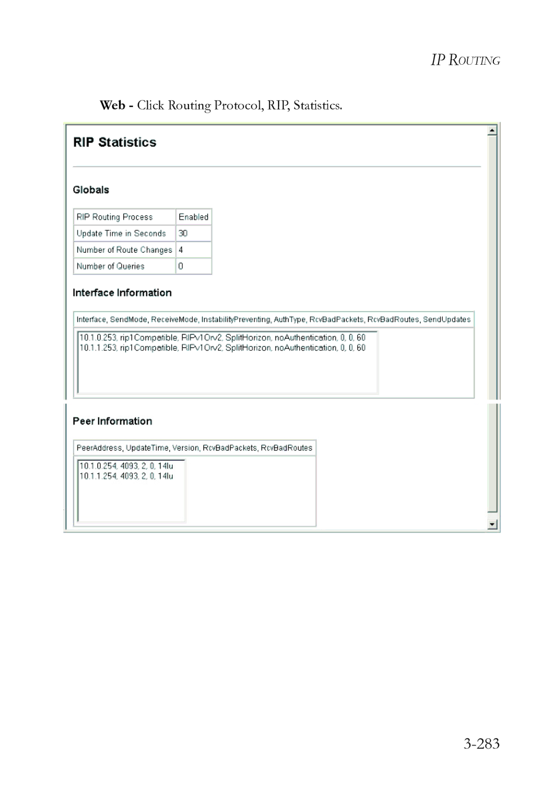 SMC Networks SMC8612XL3 F 1.0.1.3 manual 283, Web Click Routing Protocol, RIP, Statistics 