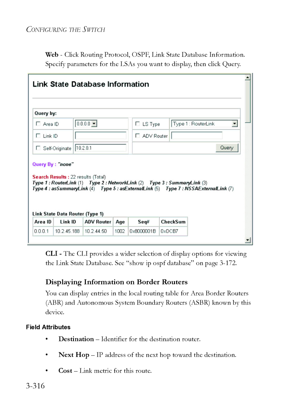 SMC Networks SMC8612XL3 F 1.0.1.3 manual 316, Displaying Information on Border Routers 