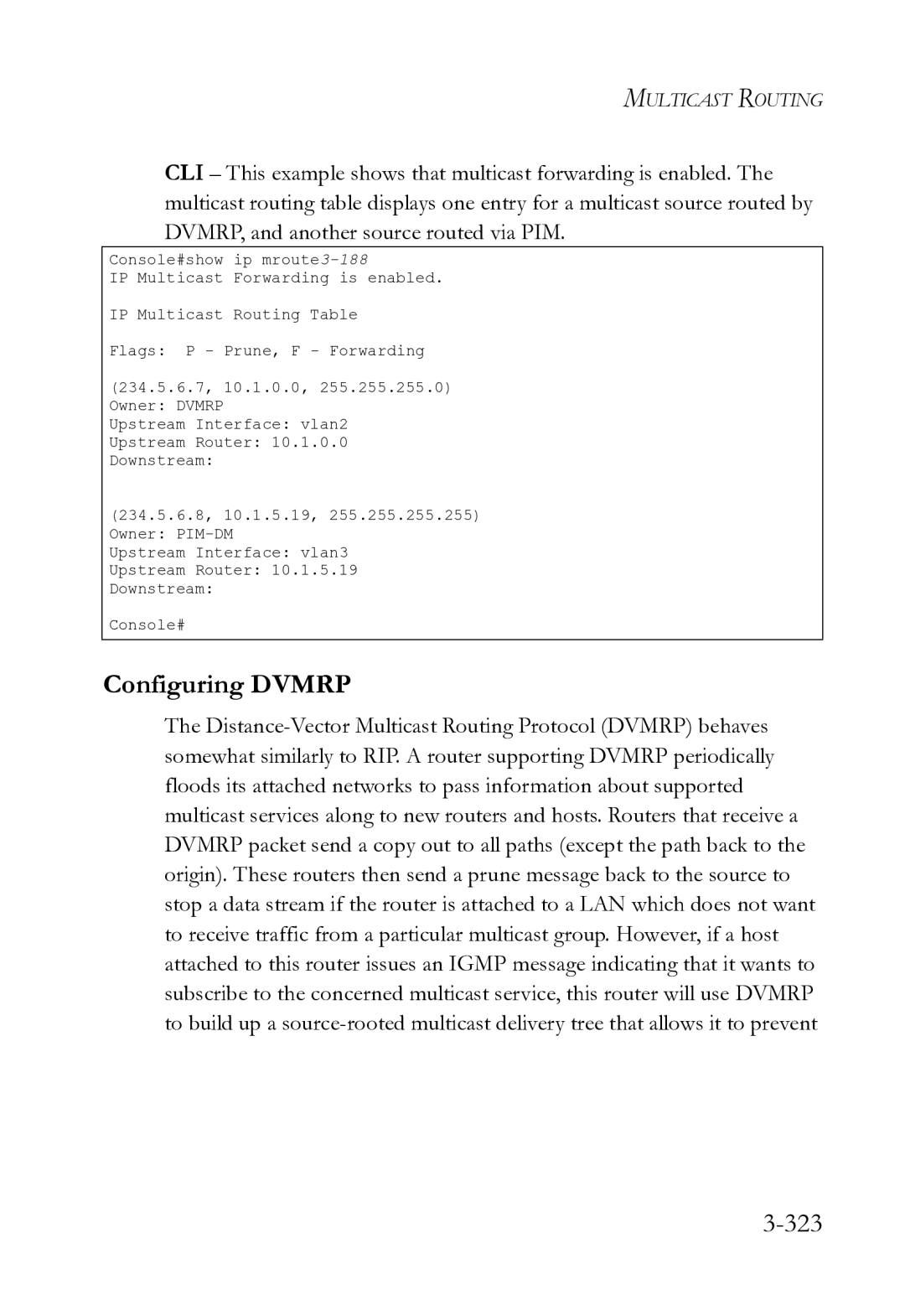 SMC Networks SMC8612XL3 F 1.0.1.3 manual Configuring Dvmrp, 323 