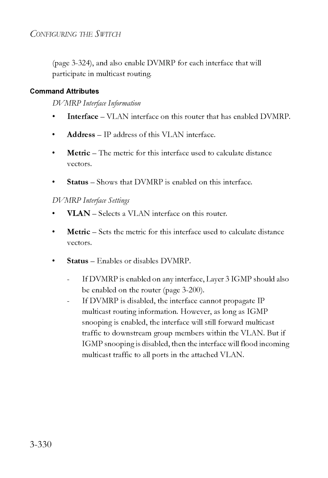 SMC Networks SMC8612XL3 F 1.0.1.3 manual 330, Dvmrp Interface Information, Dvmrp Interface Settings 