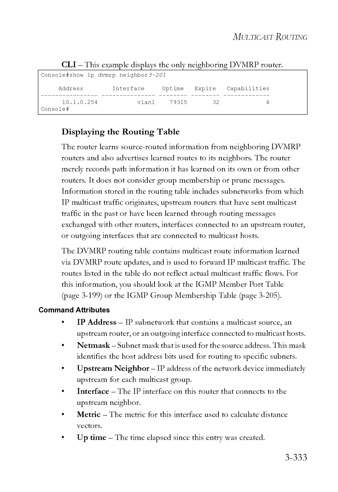 SMC Networks SMC8612XL3 F 1.0.1.3 manual 333, Displaying the Routing Table 