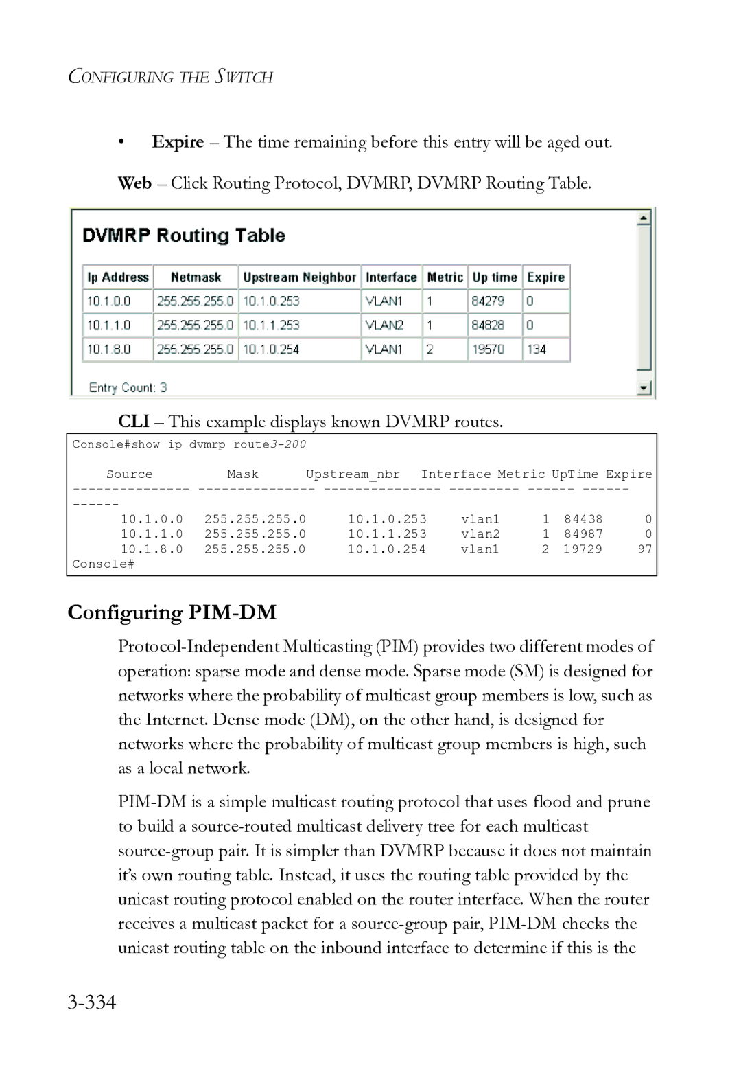 SMC Networks SMC8612XL3 F 1.0.1.3 manual Configuring PIM-DM, 334 