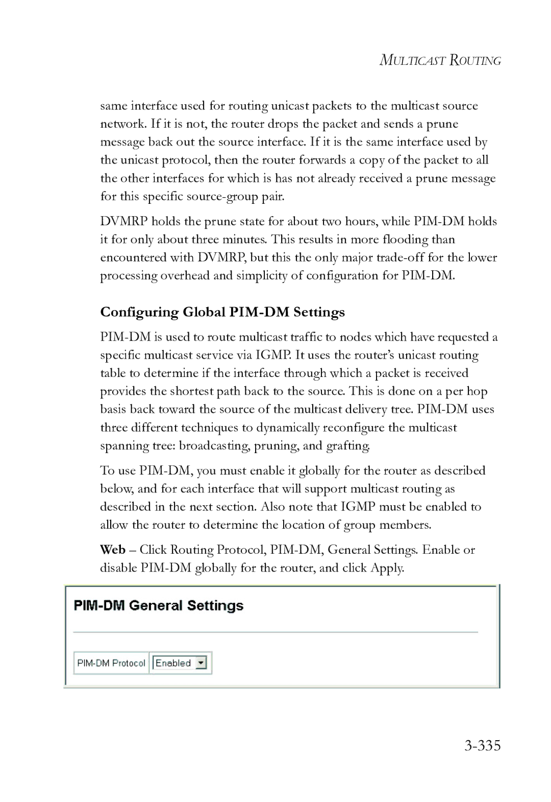 SMC Networks SMC8612XL3 F 1.0.1.3 manual 335, Configuring Global PIM-DM Settings 