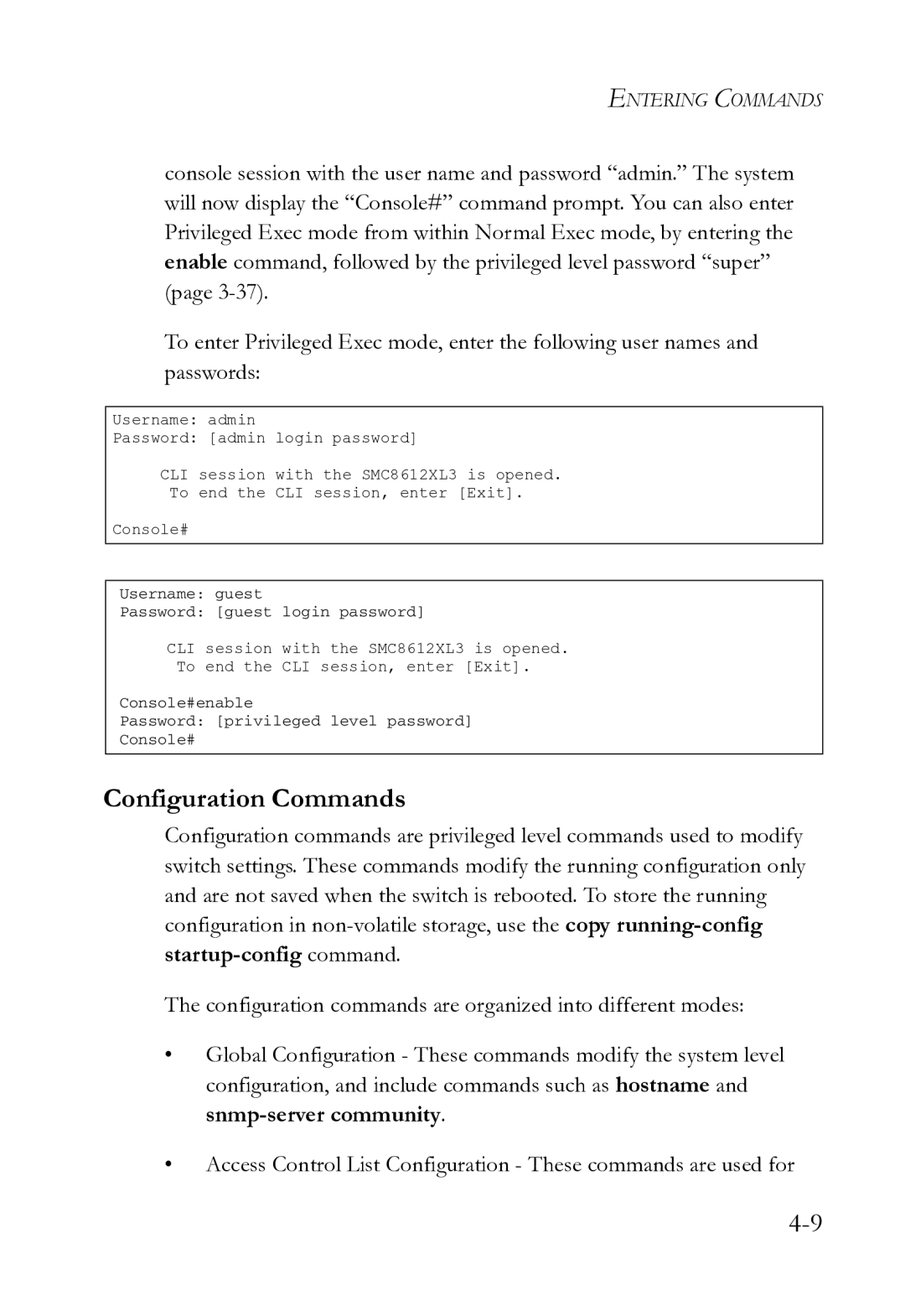 SMC Networks SMC8612XL3 F 1.0.1.3 manual Configuration Commands 