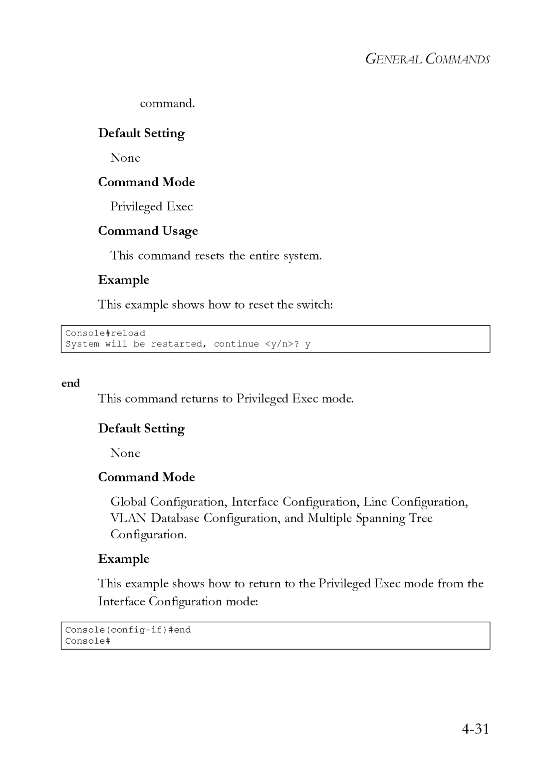 SMC Networks SMC8612XL3 F 1.0.1.3 manual Command, This command resets the entire system 