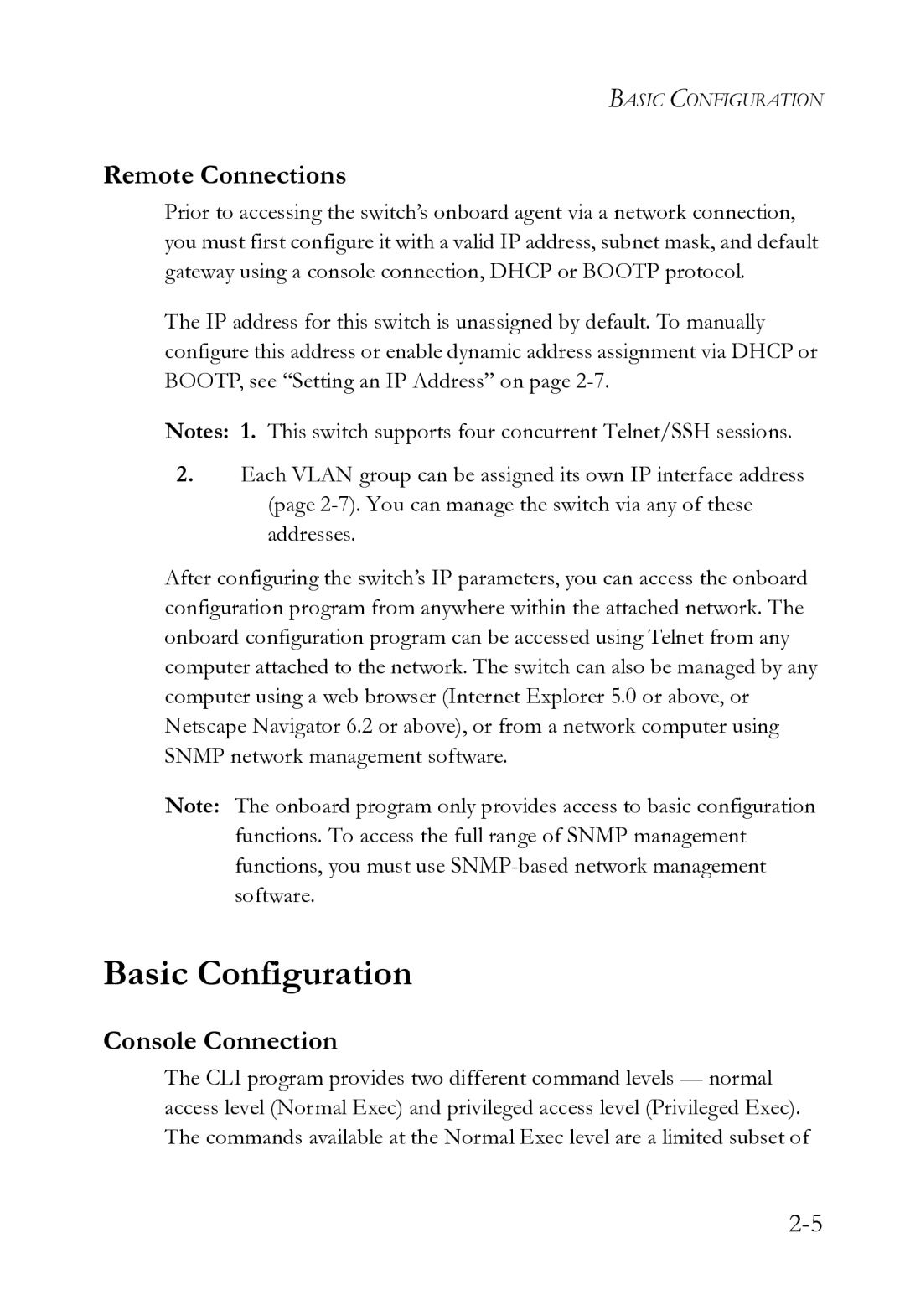 SMC Networks SMC8612XL3 F 1.0.1.3 manual Basic Configuration, Remote Connections, Console Connection 