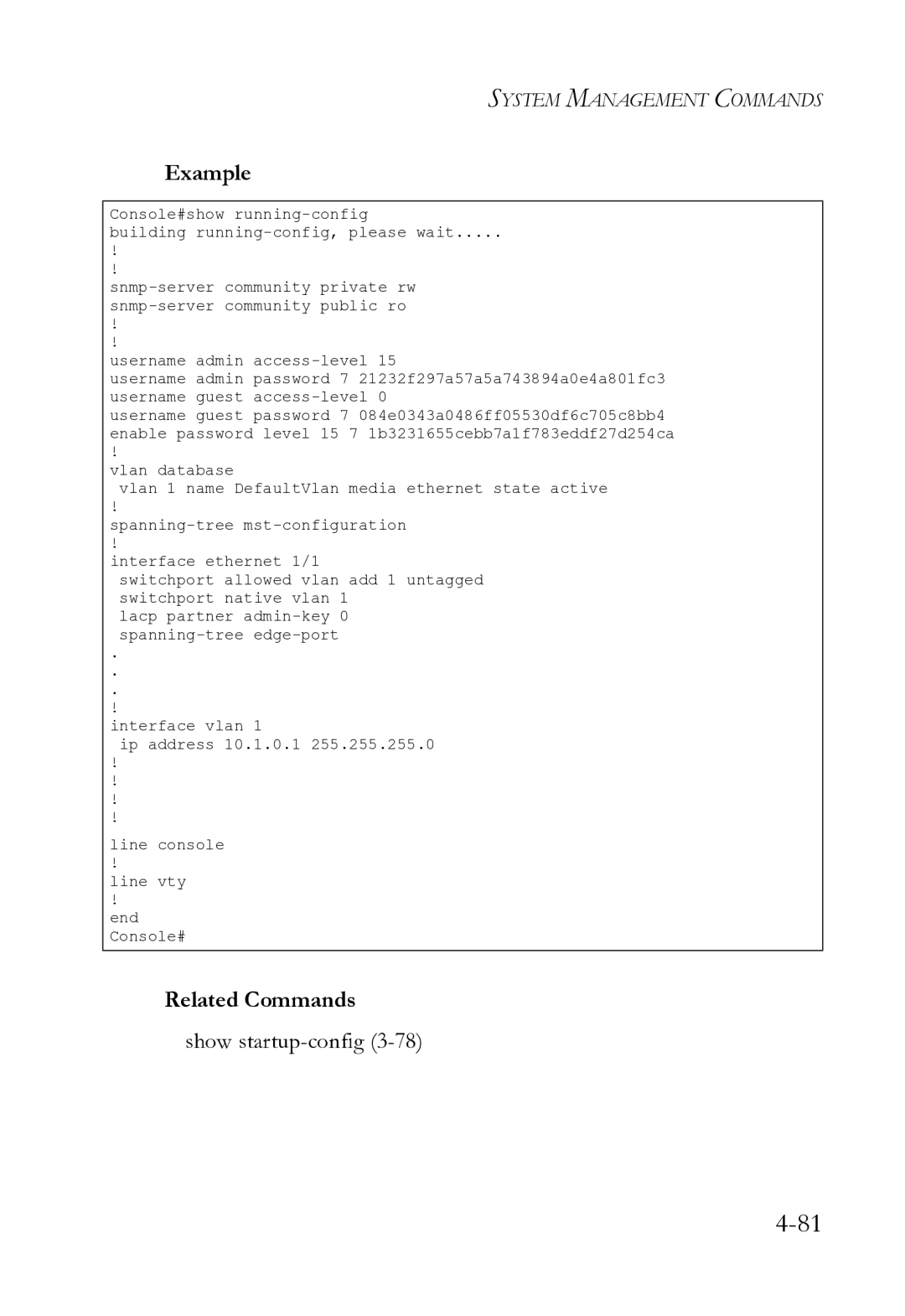 SMC Networks SMC8612XL3 F 1.0.1.3 manual Show startup-config3-78 