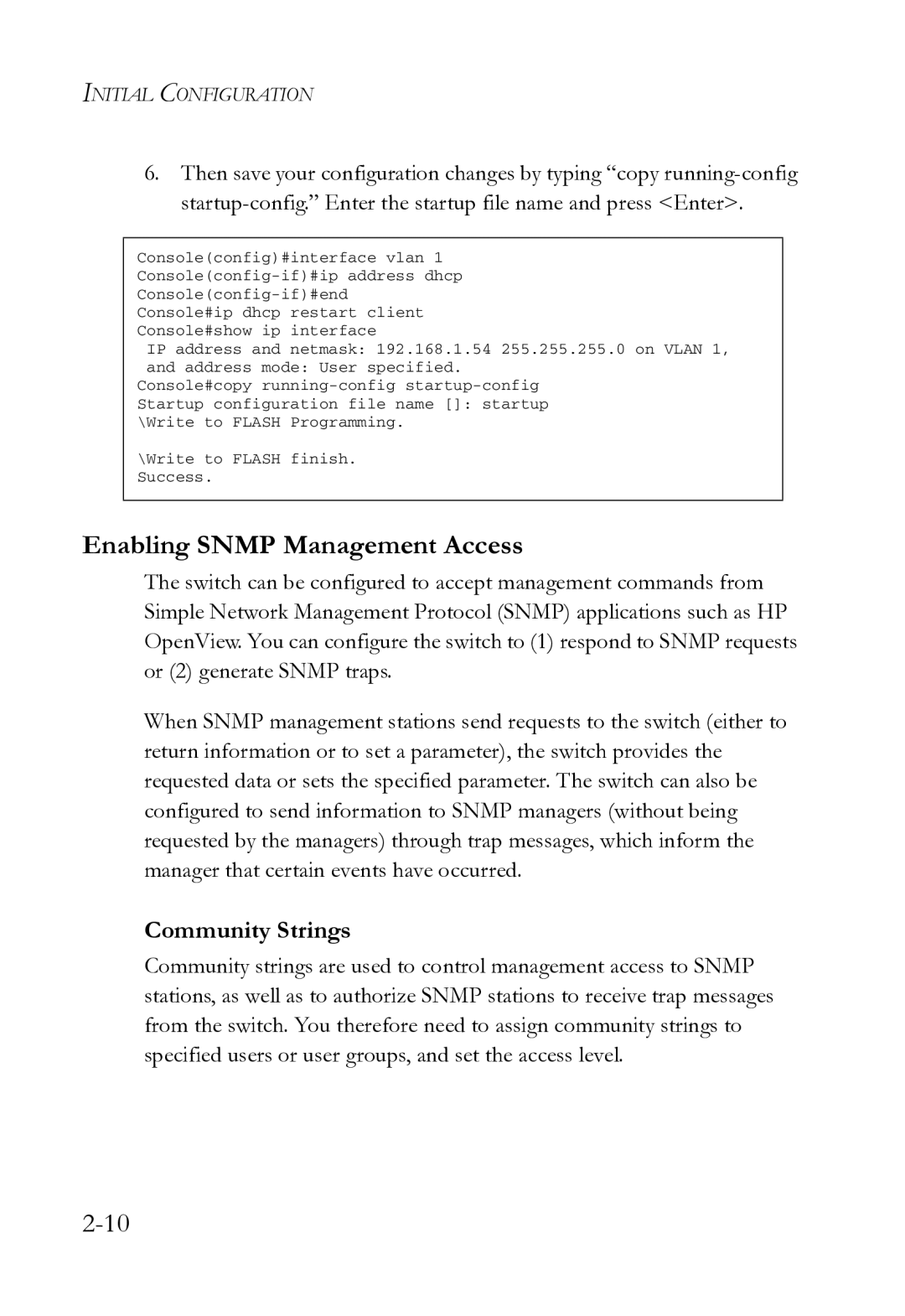 SMC Networks SMC8612XL3 F 1.0.1.3 manual Enabling Snmp Management Access, Community Strings 