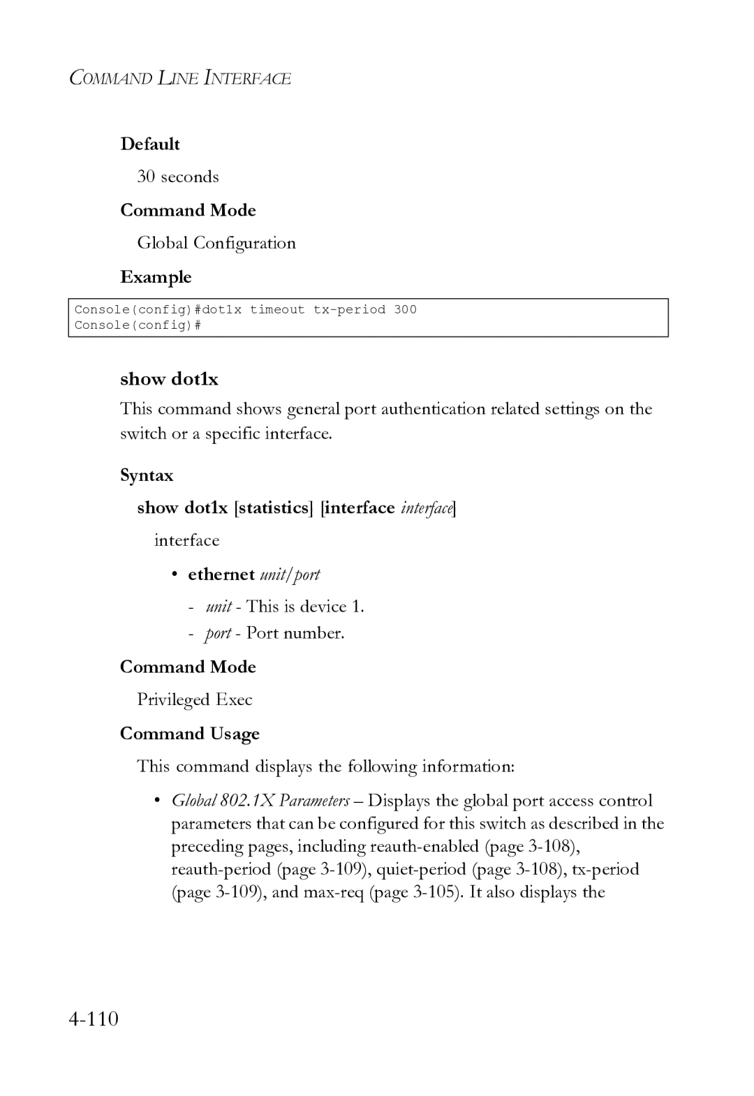 SMC Networks SMC8612XL3 F 1.0.1.3 manual Syntax Show dot1x statistics interface interface, Interface 