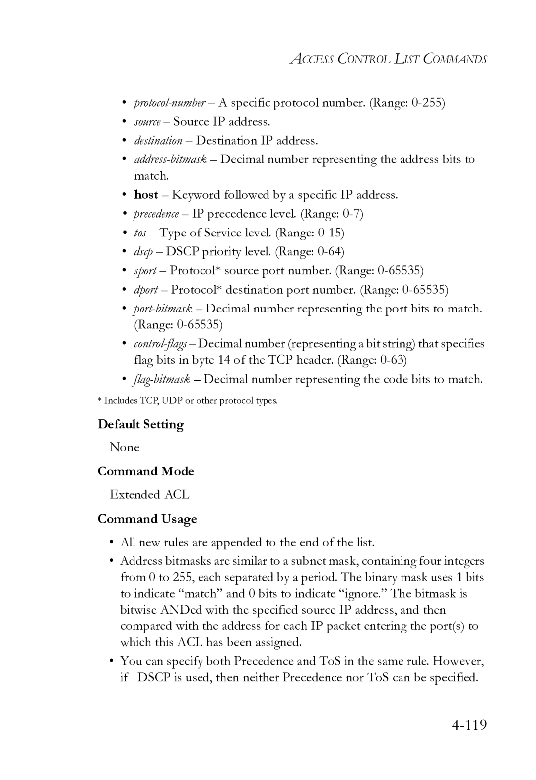 SMC Networks SMC8612XL3 F 1.0.1.3 manual 119, Extended ACL 