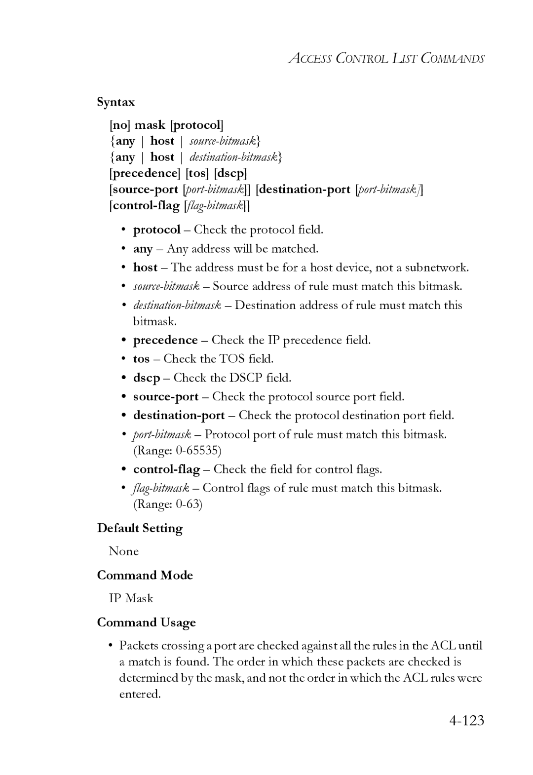 SMC Networks SMC8612XL3 F 1.0.1.3 manual Syntax No mask protocol, IP Mask 