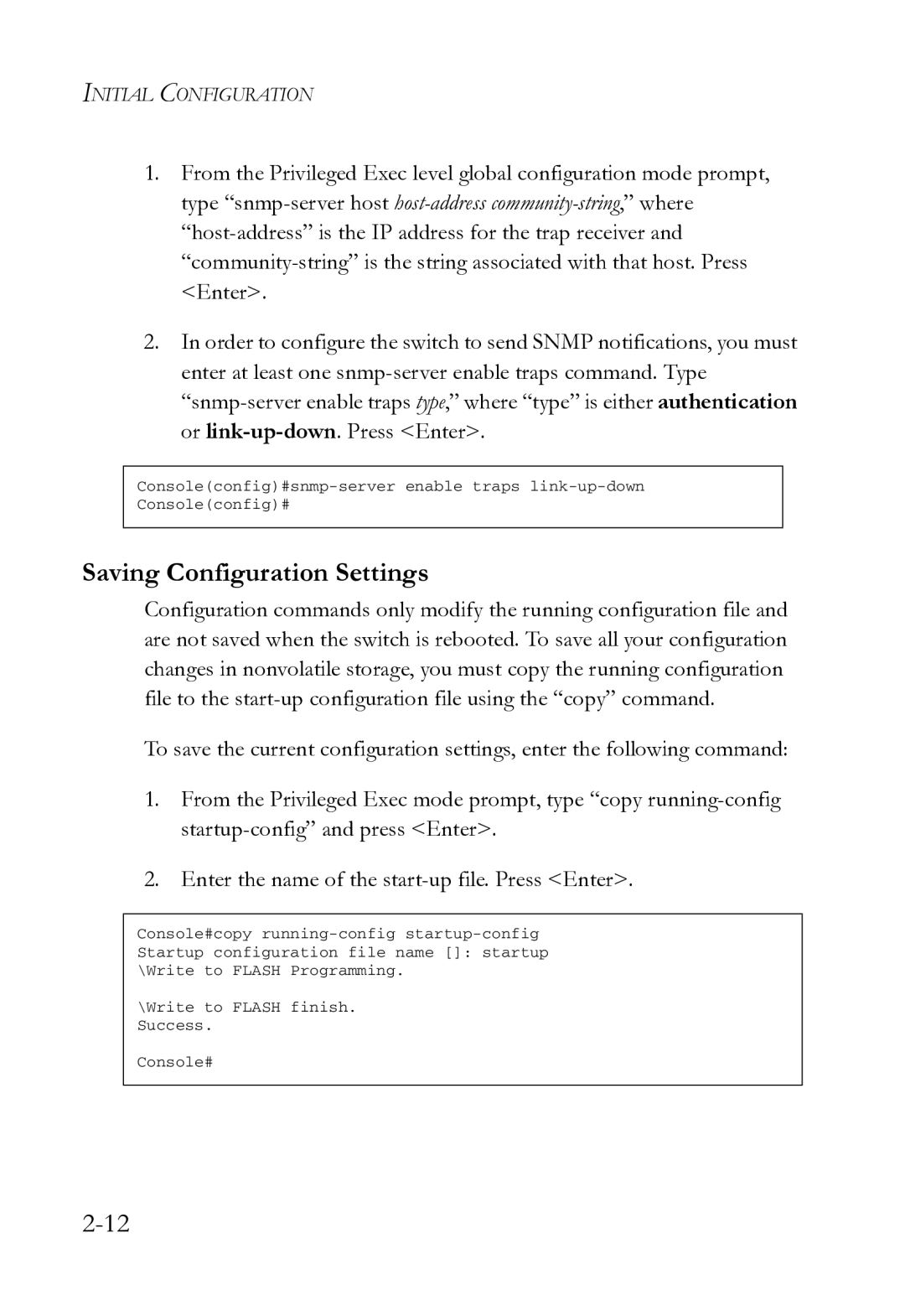 SMC Networks SMC8612XL3 F 1.0.1.3 manual Saving Configuration Settings 