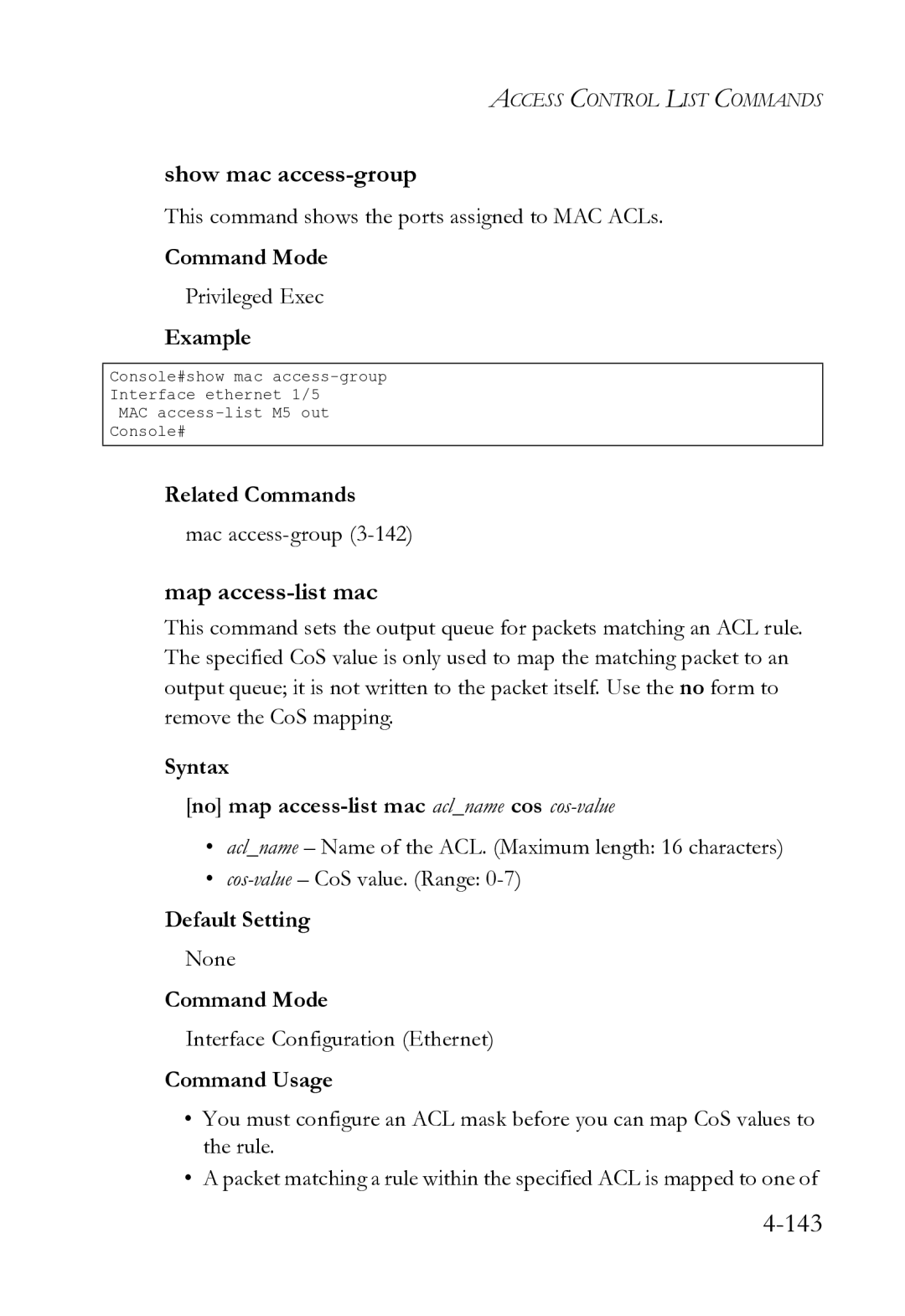 SMC Networks SMC8612XL3 F 1.0.1.3 manual Show mac access-group, Map access-list mac 