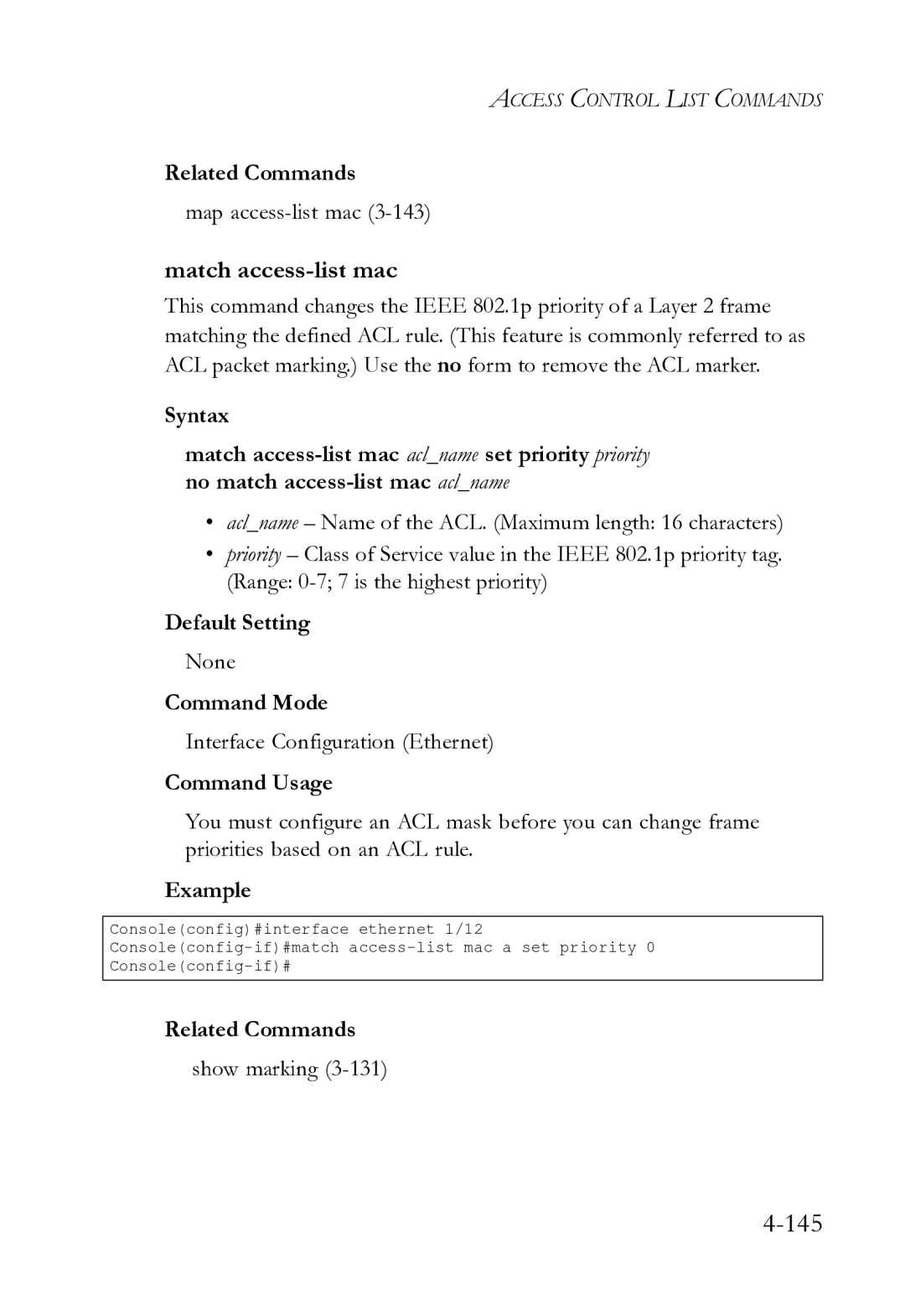 SMC Networks SMC8612XL3 F 1.0.1.3 manual Match access-list mac, Map access-list mac 