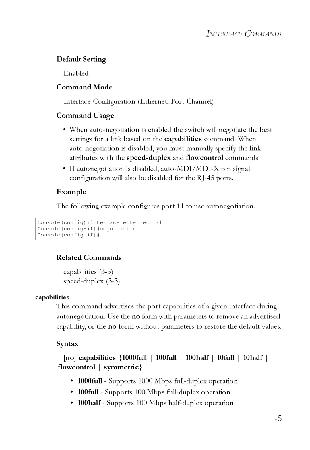 SMC Networks SMC8612XL3 F 1.0.1.3 manual Following example configures port 11 to use autonegotiation 