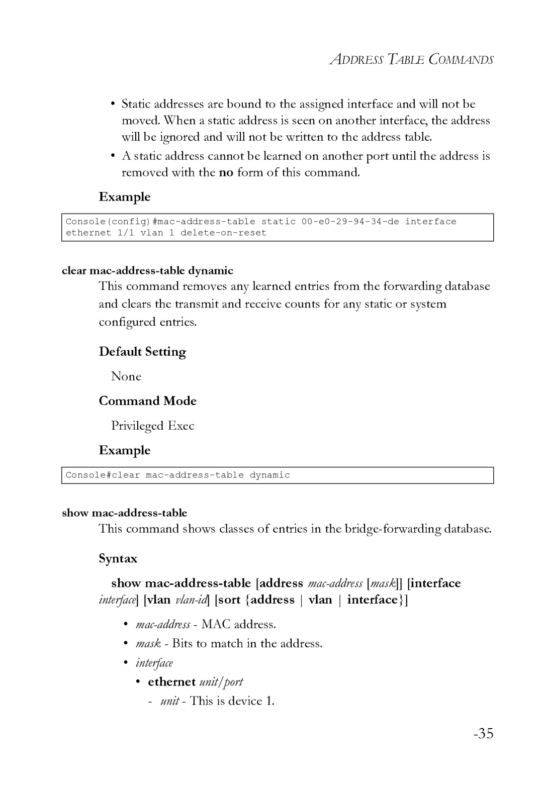 SMC Networks SMC8612XL3 F 1.0.1.3 manual Mac-address- MAC address Mask Bits to match in the address, Unit This is device 