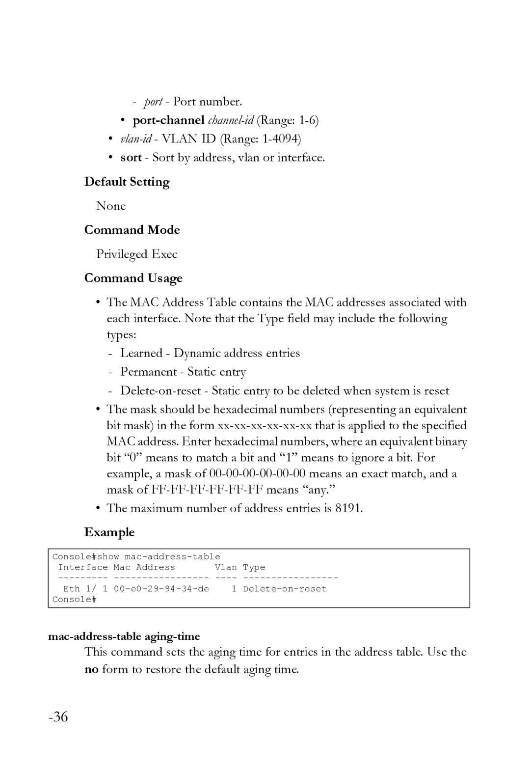 SMC Networks SMC8612XL3 F 1.0.1.3 manual Mac-address-table aging-time 