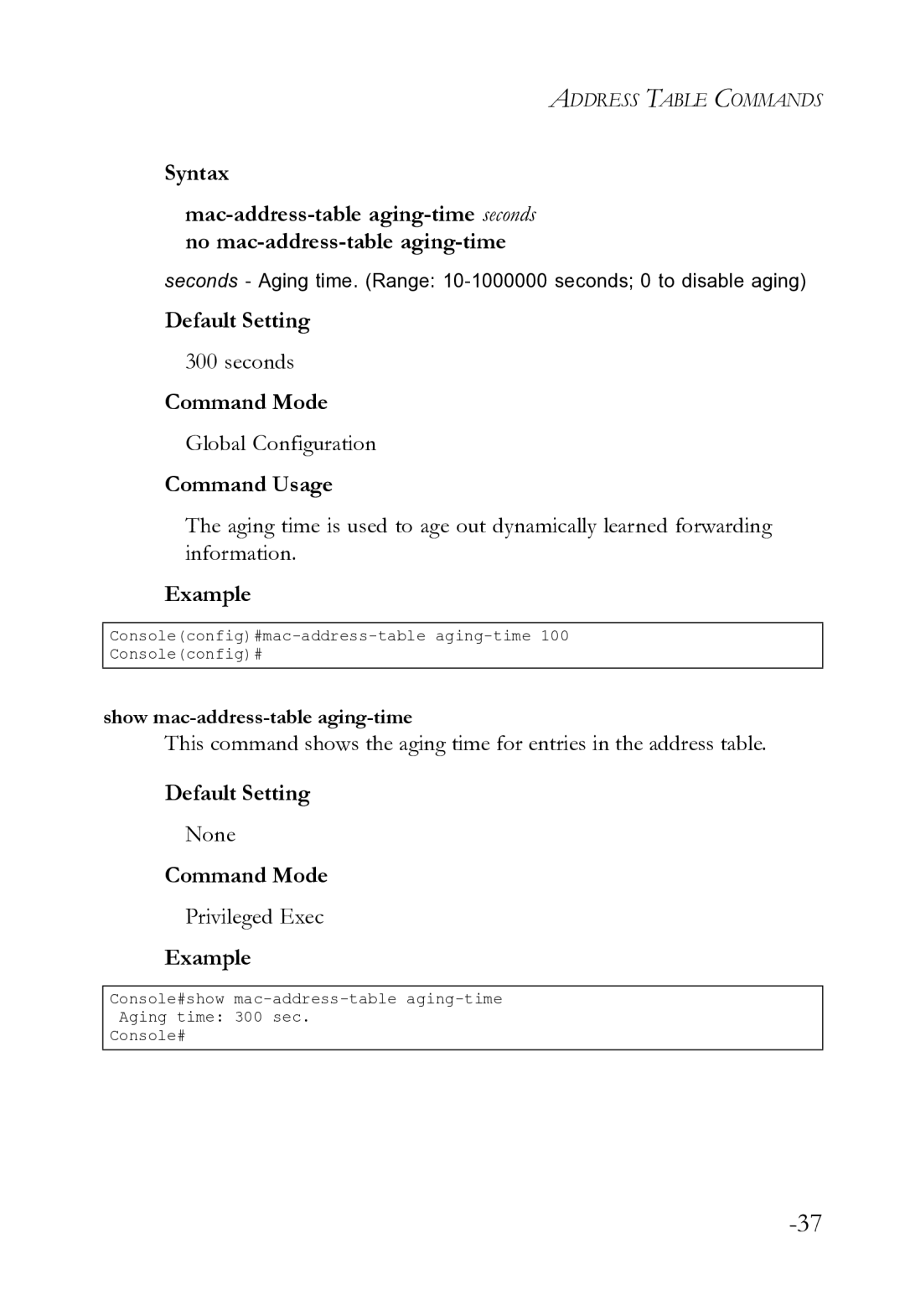 SMC Networks SMC8612XL3 F 1.0.1.3 manual Show mac-address-table aging-time 