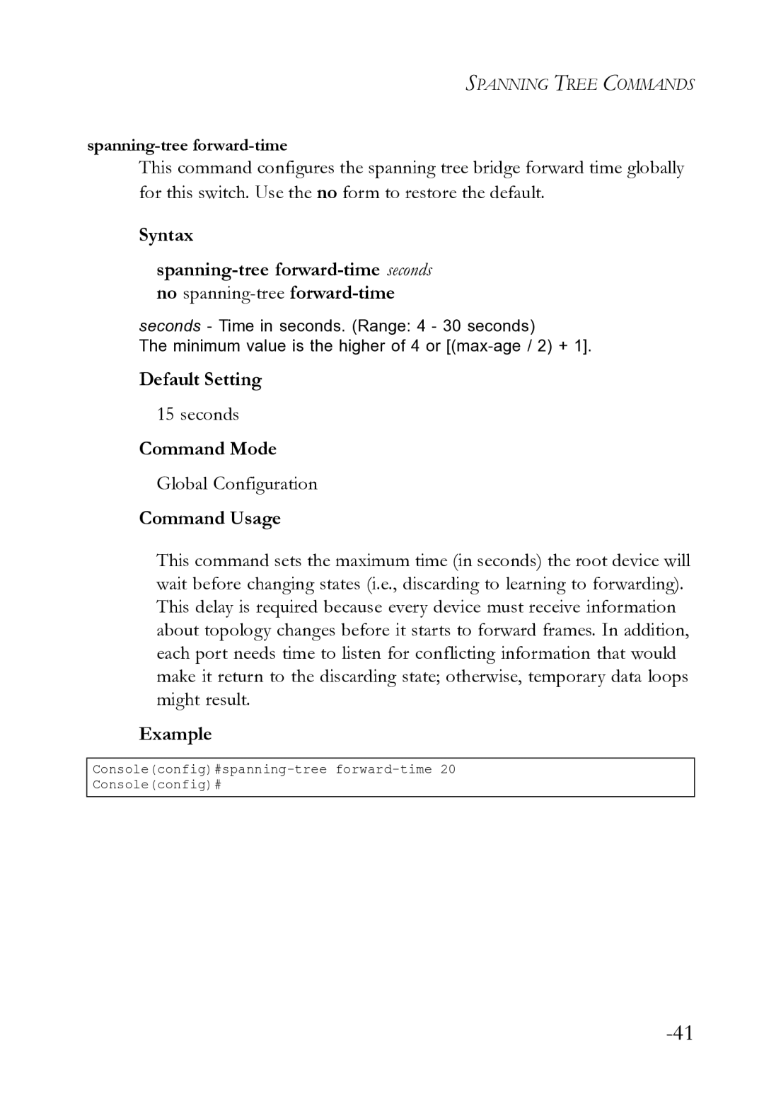 SMC Networks SMC8612XL3 F 1.0.1.3 manual Spanning-tree forward-time 