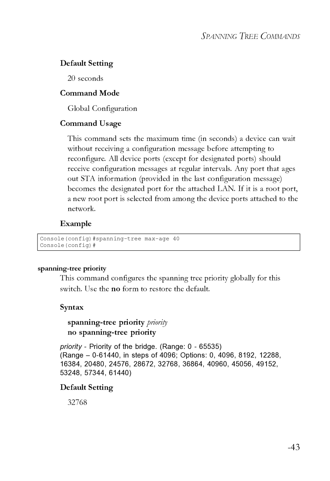 SMC Networks SMC8612XL3 F 1.0.1.3 manual Spanning-tree priority 