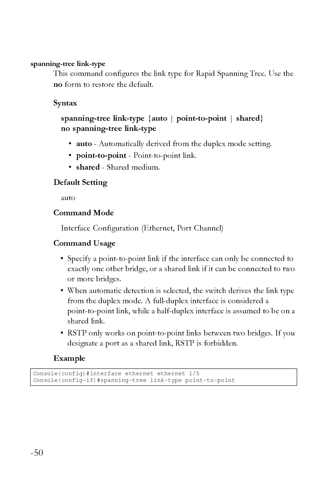 SMC Networks SMC8612XL3 F 1.0.1.3 manual Spanning-tree link-type 