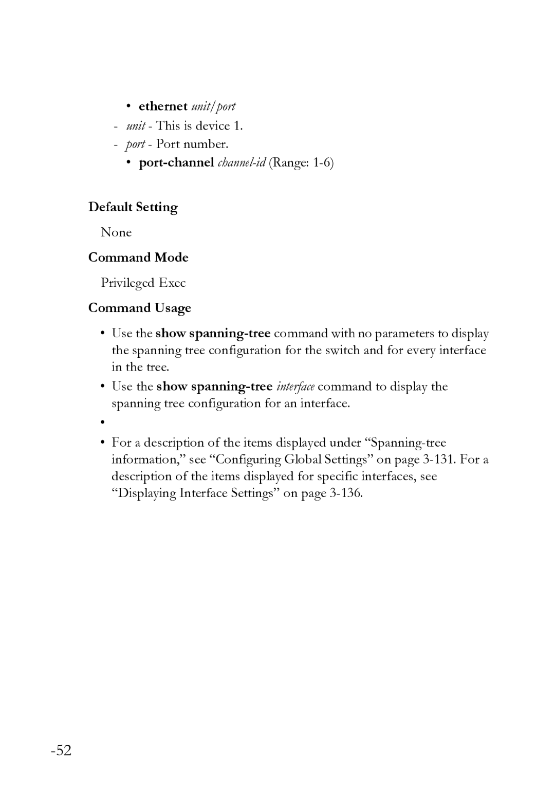 SMC Networks SMC8612XL3 F 1.0.1.3 manual Port-channel channel-idRange Default Setting 