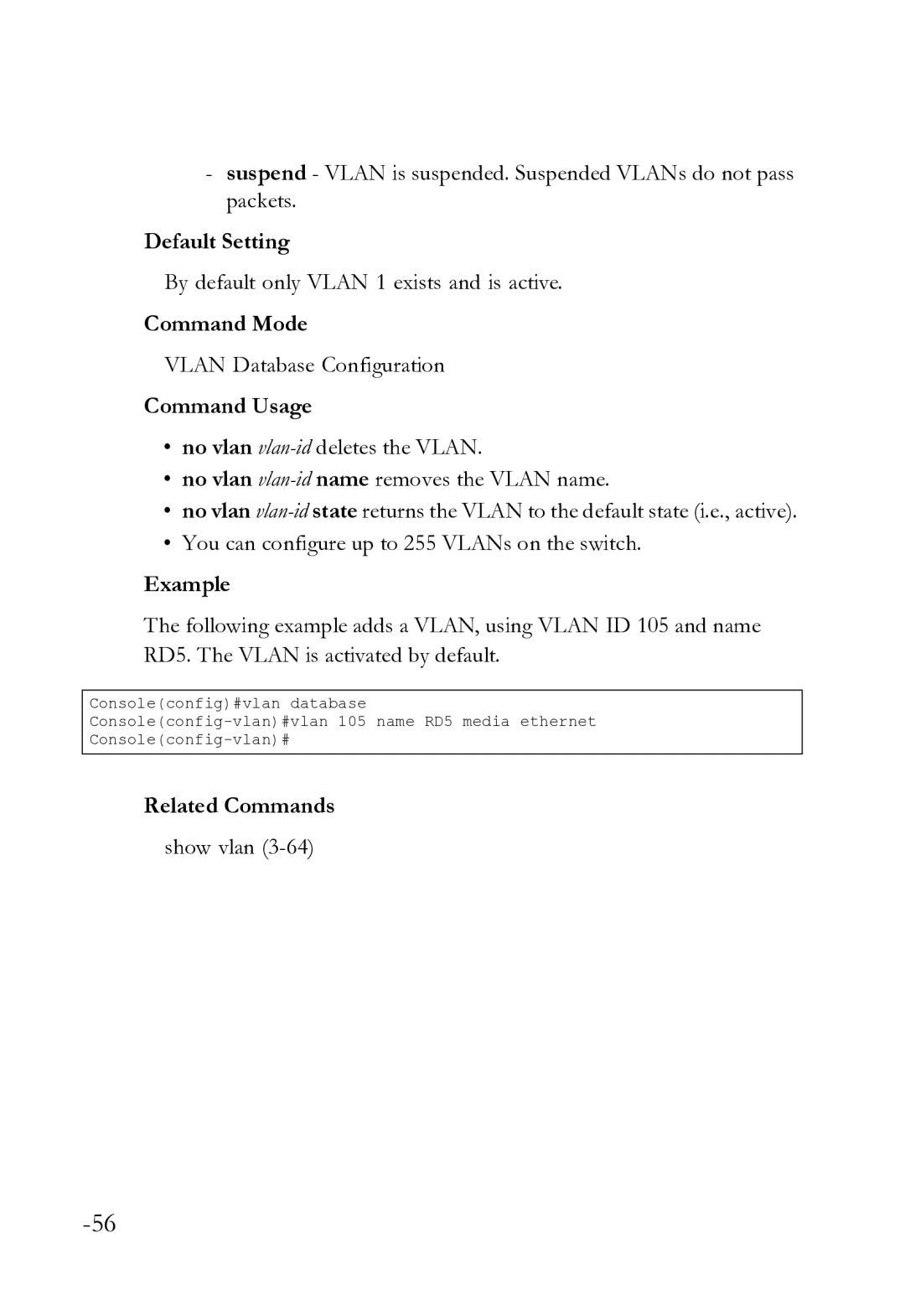 SMC Networks SMC8612XL3 F 1.0.1.3 manual By default only Vlan 1 exists and is active, Vlan Database Configuration 