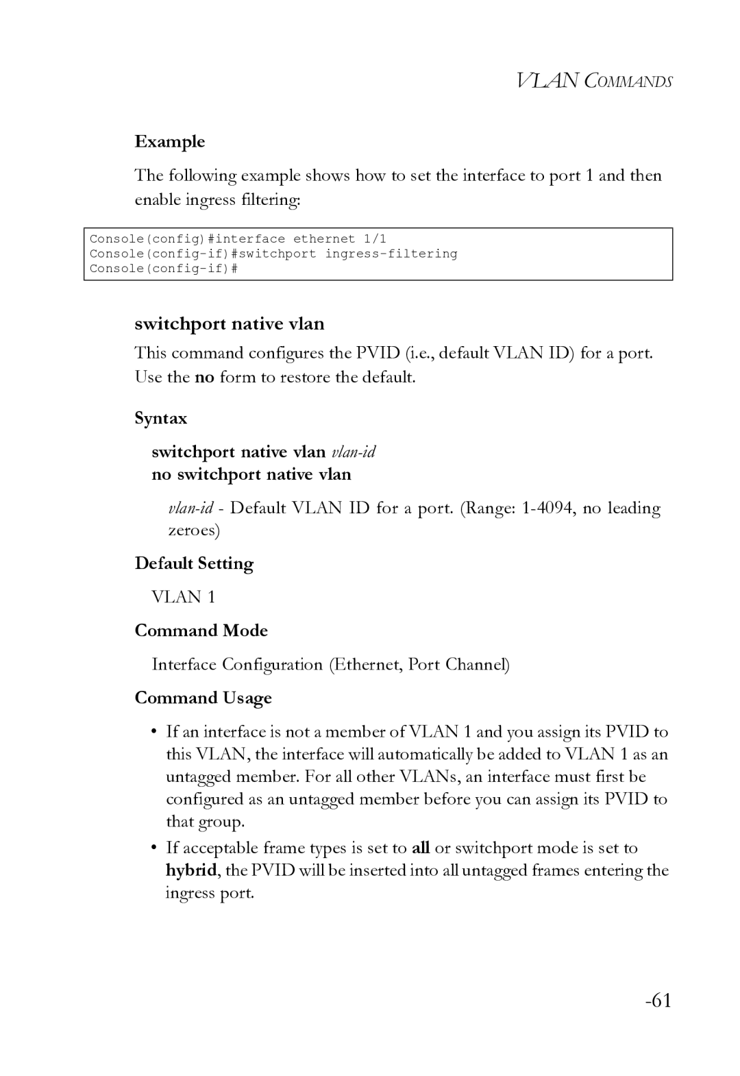 SMC Networks SMC8612XL3 F 1.0.1.3 manual Switchport native vlan 