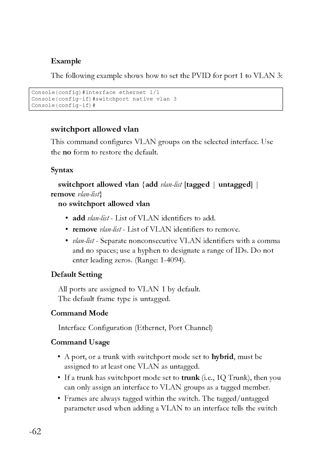 SMC Networks SMC8612XL3 F 1.0.1.3 manual Switchport allowed vlan 