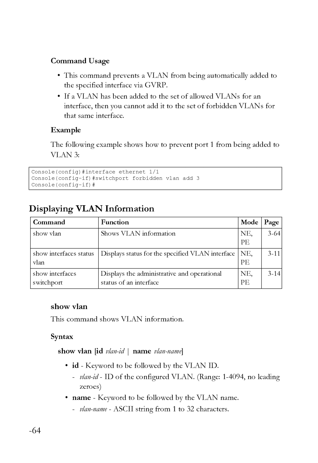 SMC Networks SMC8612XL3 F 1.0.1.3 manual Displaying Vlan Information, Show vlan, This command shows Vlan information 