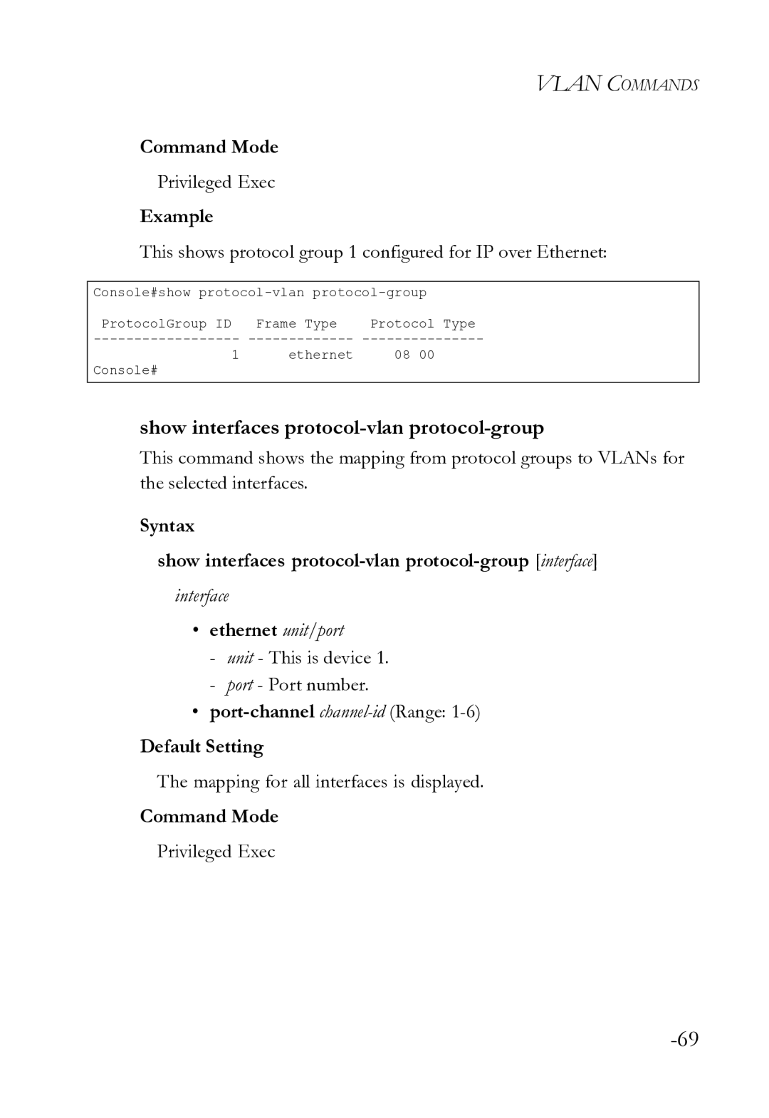 SMC Networks SMC8612XL3 F 1.0.1.3 Show interfaces protocol-vlan protocol-group, Mapping for all interfaces is displayed 