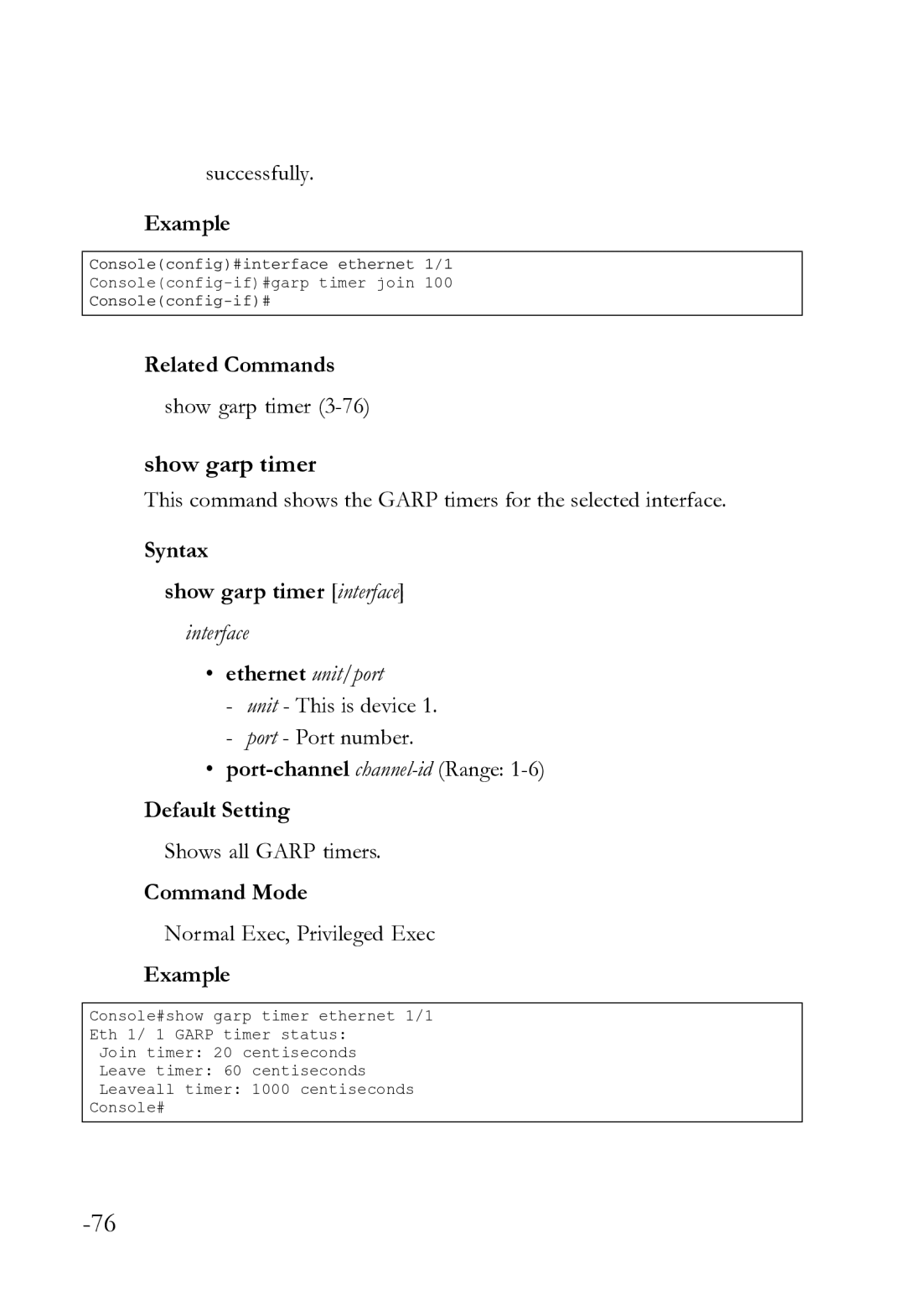 SMC Networks SMC8612XL3 F 1.0.1.3 manual Successfully, Syntax Show garp timer interface, Shows all Garp timers 