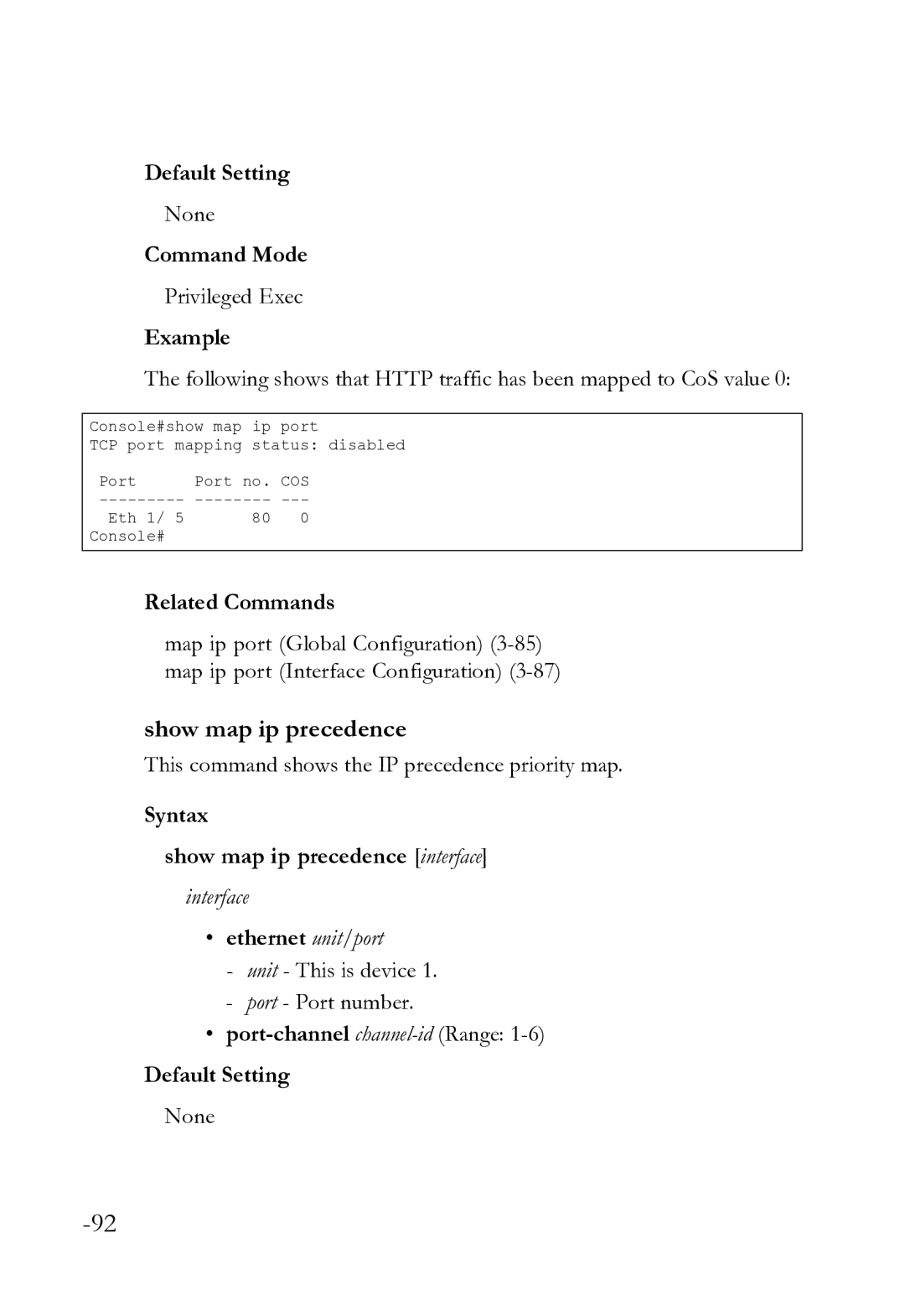 SMC Networks SMC8612XL3 F 1.0.1.3 manual Show map ip precedence, This command shows the IP precedence priority map 