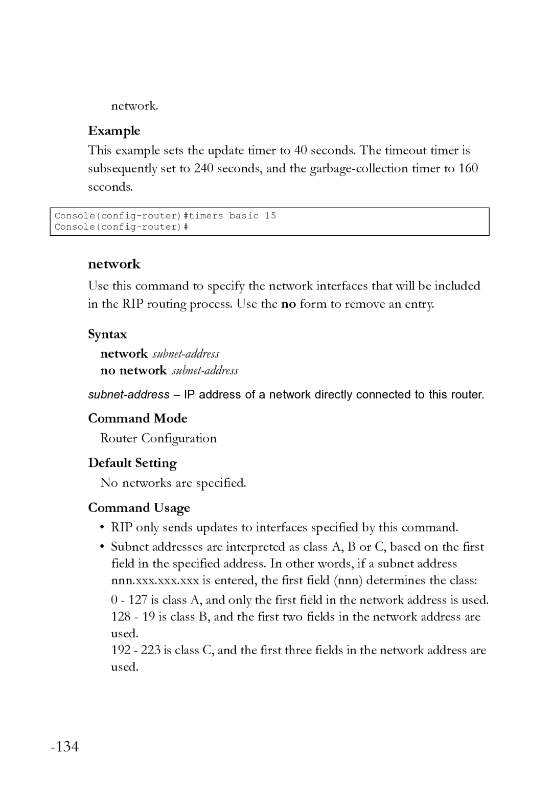 SMC Networks SMC8612XL3 F 1.0.1.3 manual Network subnet-address no network subnet-address, No networks are specified 