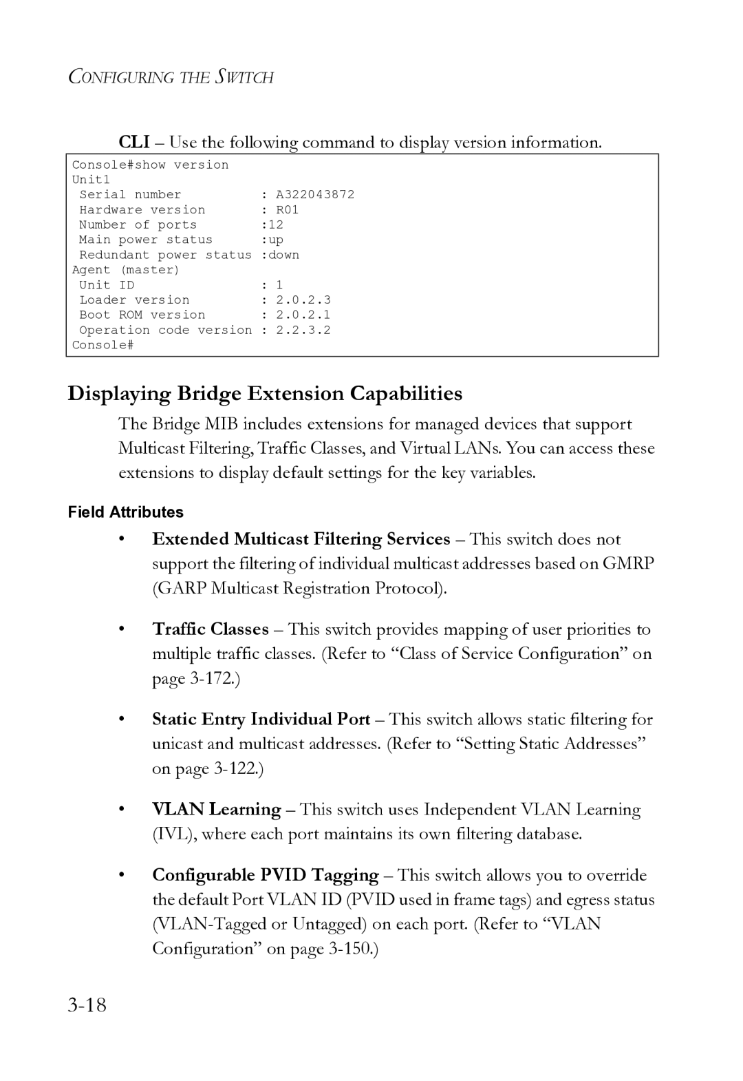 SMC Networks SMC8612XL3 F 1.0.1.3 manual Displaying Bridge Extension Capabilities 