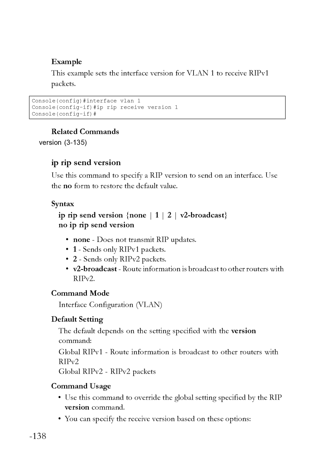 SMC Networks SMC8612XL3 F 1.0.1.3 manual 138, Ip rip send version 