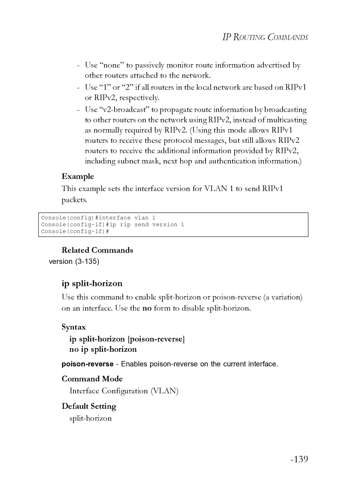 SMC Networks SMC8612XL3 F 1.0.1.3 manual Syntax Ip split-horizon poison-reverseno ip split-horizon, Split-horizon 