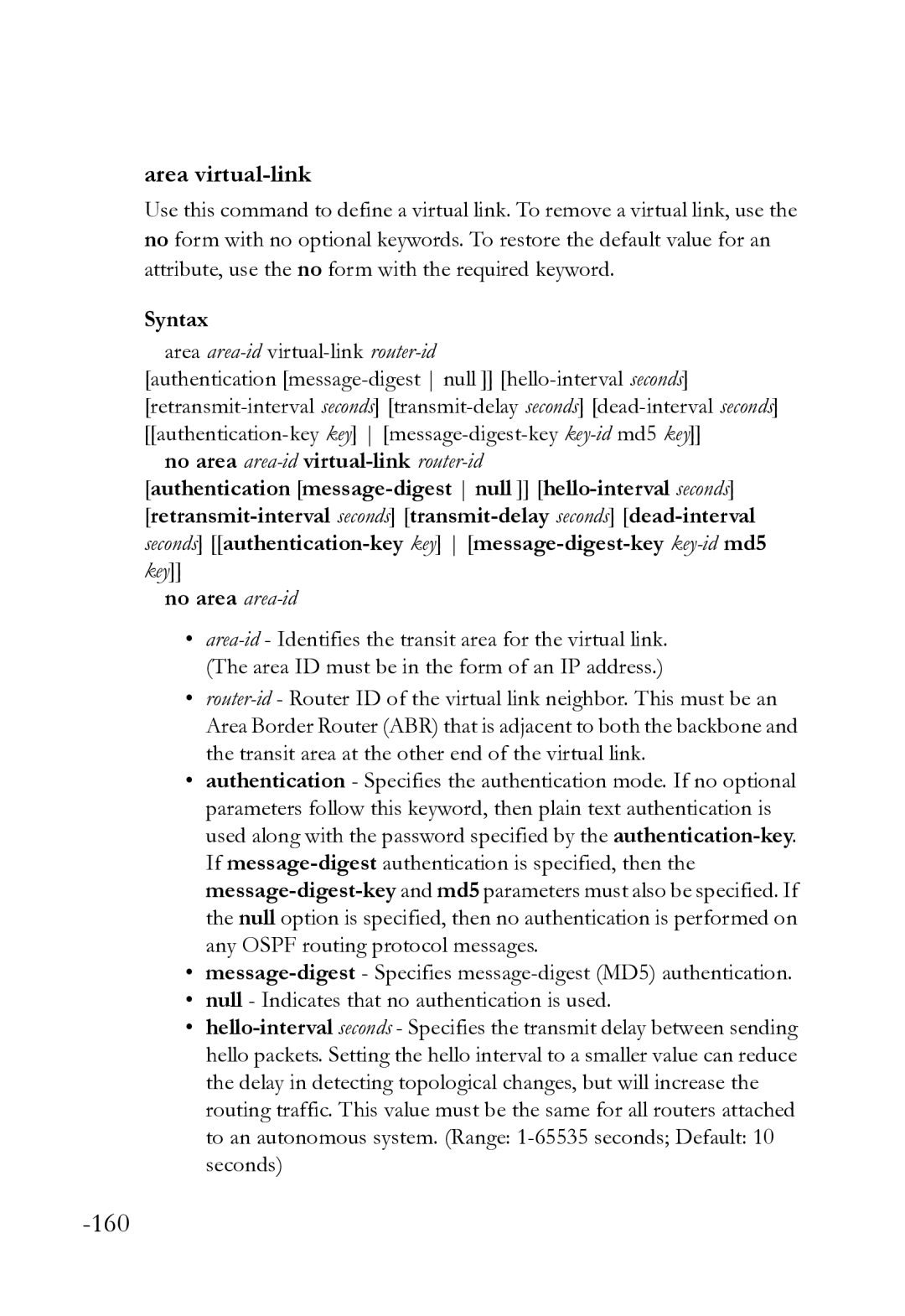 SMC Networks SMC8612XL3 F 1.0.1.3 manual 160, Area virtual-link 