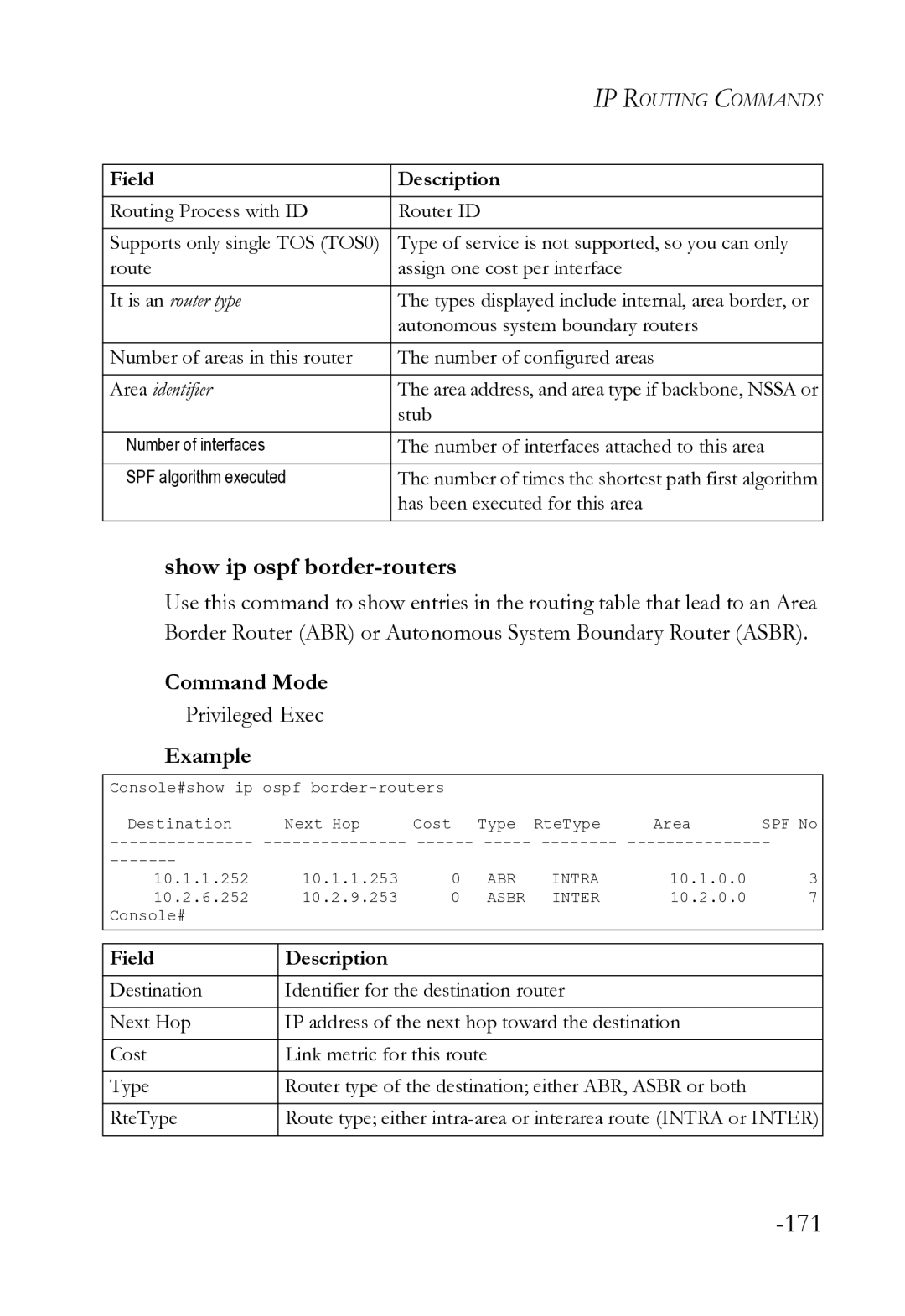 SMC Networks SMC8612XL3 F 1.0.1.3 manual Show ip ospf border-routers, It is an router type 