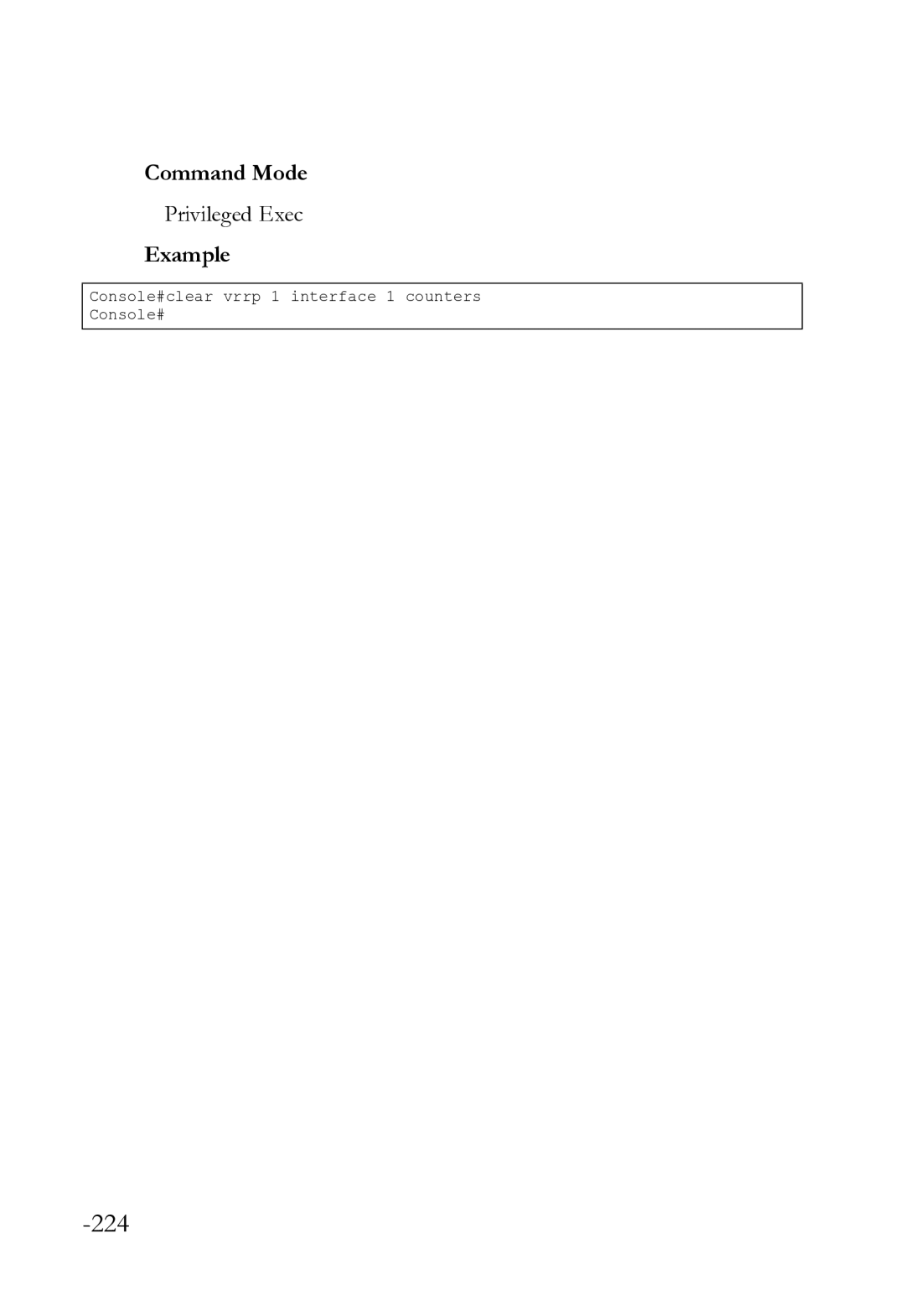 SMC Networks SMC8612XL3 F 1.0.1.3 manual Console#clear vrrp 1 interface 1 counters Console# 