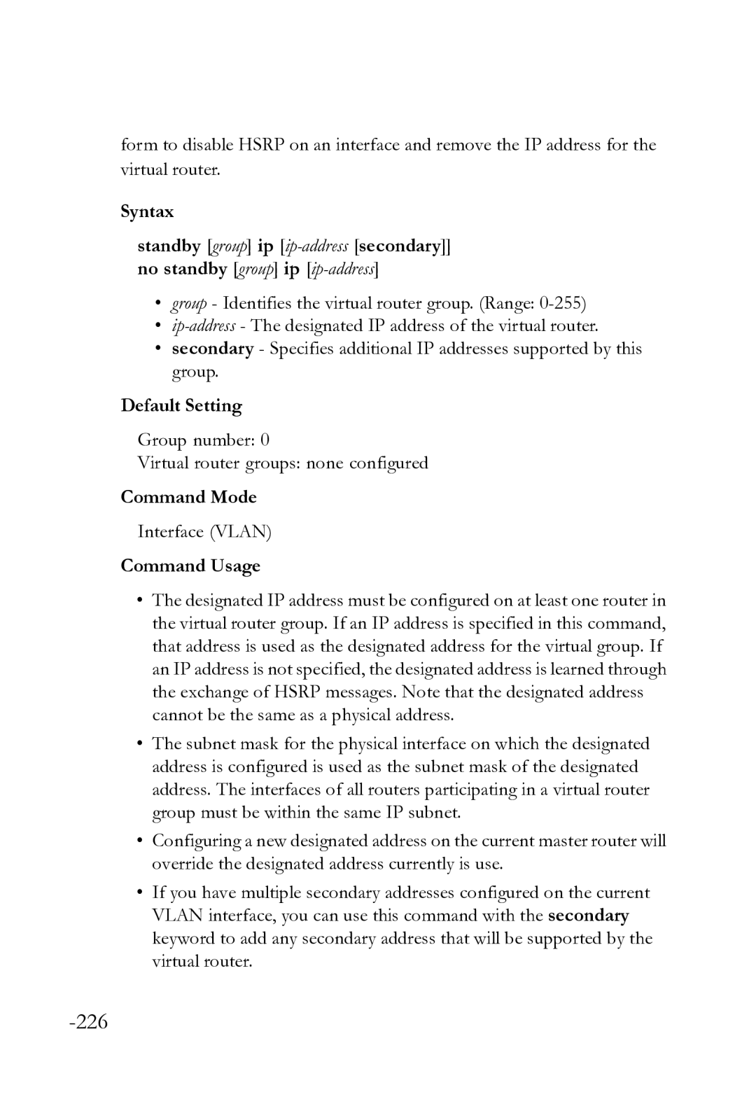 SMC Networks SMC8612XL3 F 1.0.1.3 manual Default Setting, Group number Virtual router groups none configured 