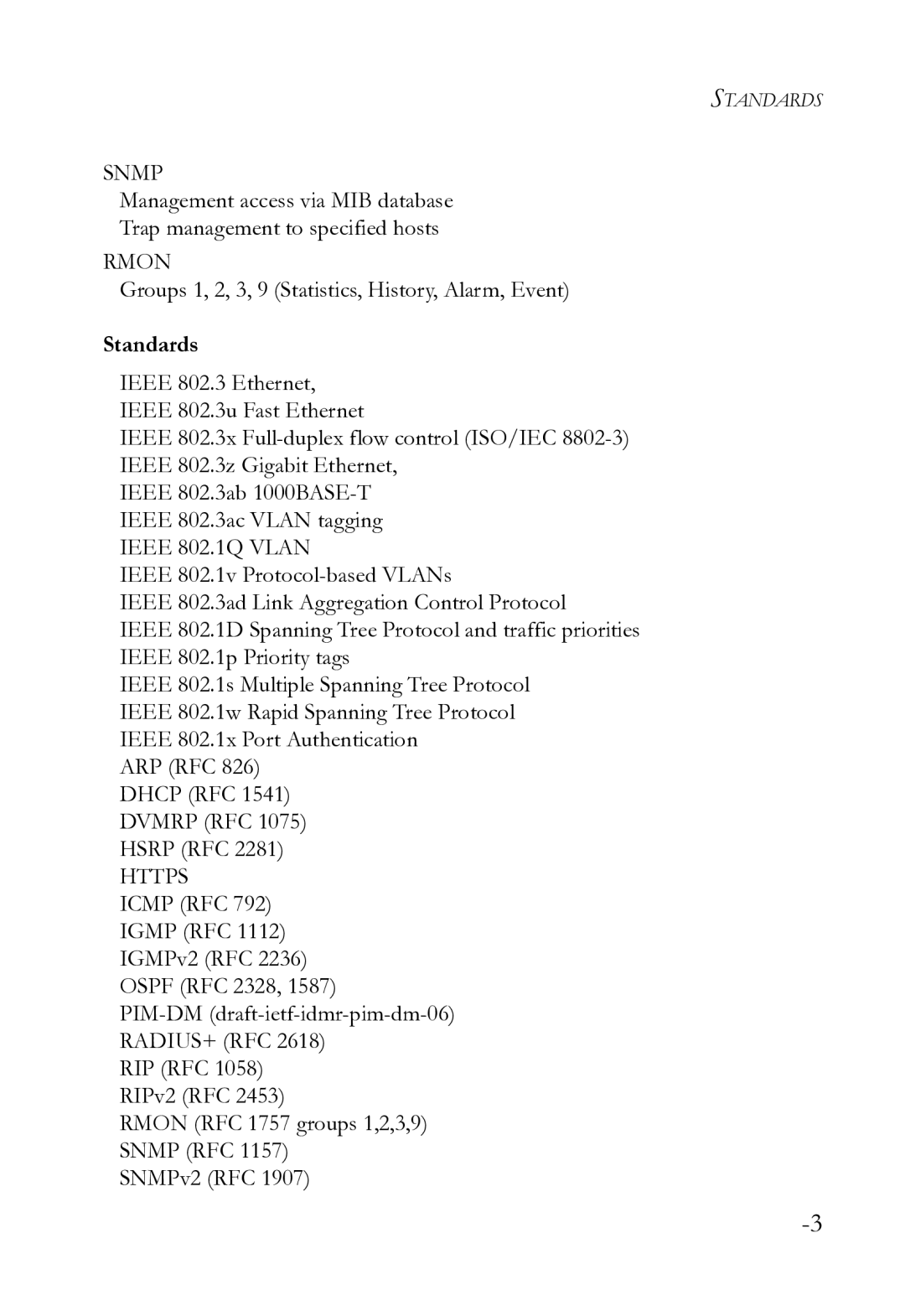 SMC Networks SMC8612XL3 F 1.0.1.3 manual Groups 1, 2, 3, 9 Statistics, History, Alarm, Event, Standards 