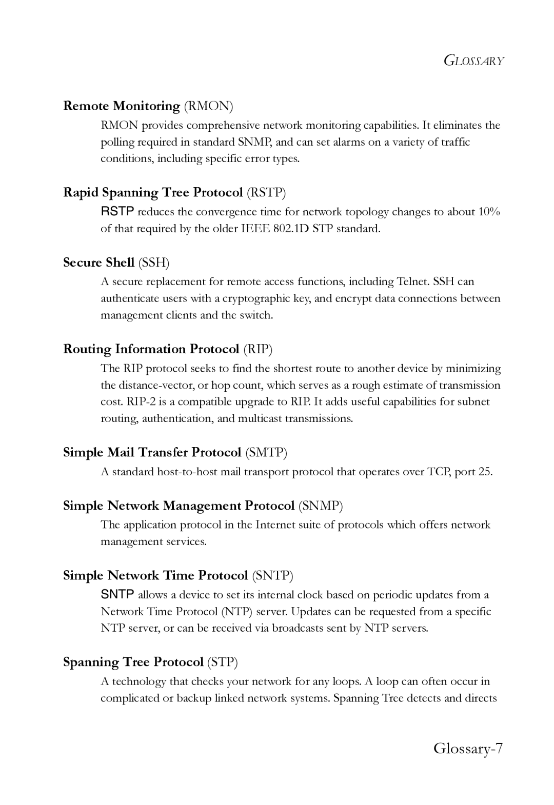 SMC Networks SMC8612XL3 F 1.0.1.3 manual Glossary-7 