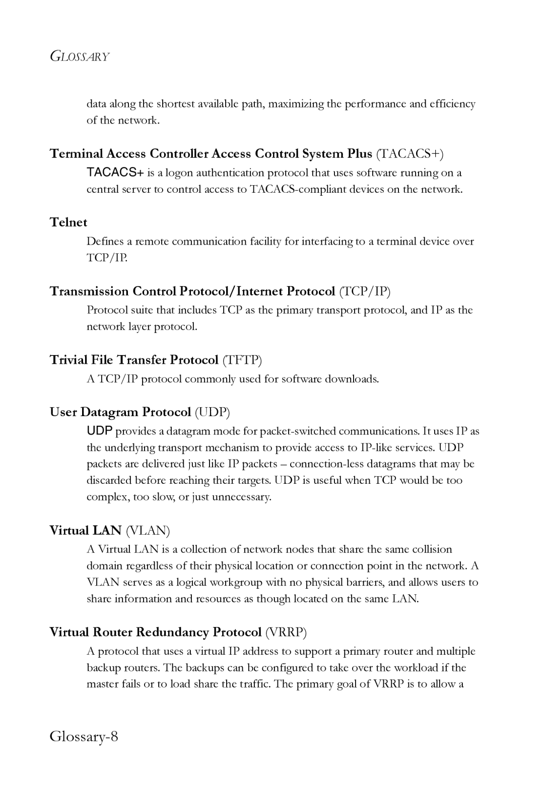 SMC Networks SMC8612XL3 F 1.0.1.3 manual Glossary-8 