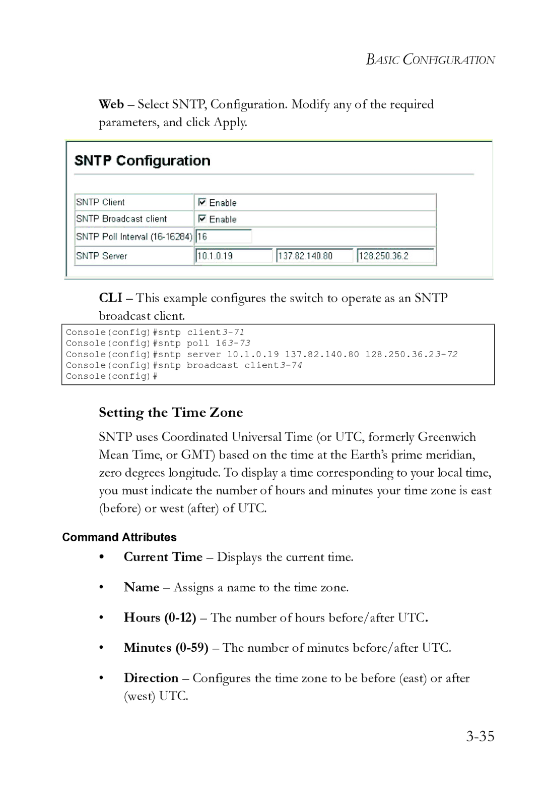 SMC Networks SMC8612XL3 F 1.0.1.3 manual Setting the Time Zone 