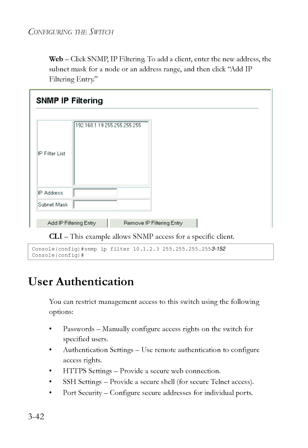 SMC Networks SMC8612XL3 F 1.0.1.3 manual User Authentication 