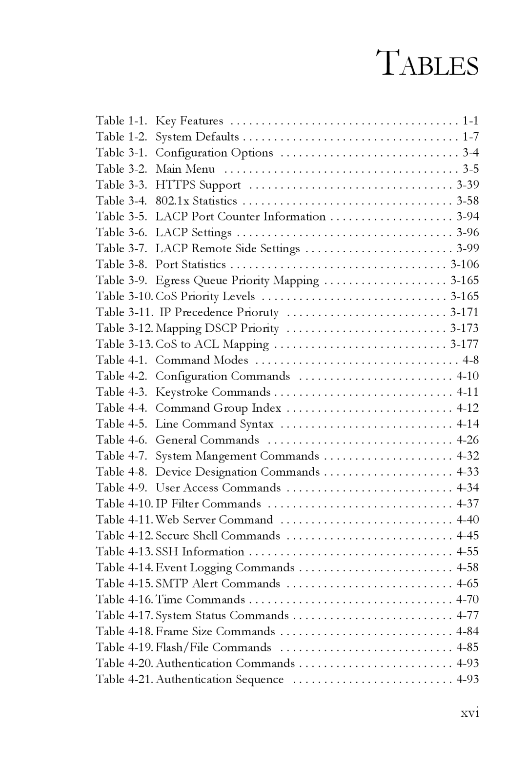 SMC Networks SMC8624/48T manual Tables, Xvi 