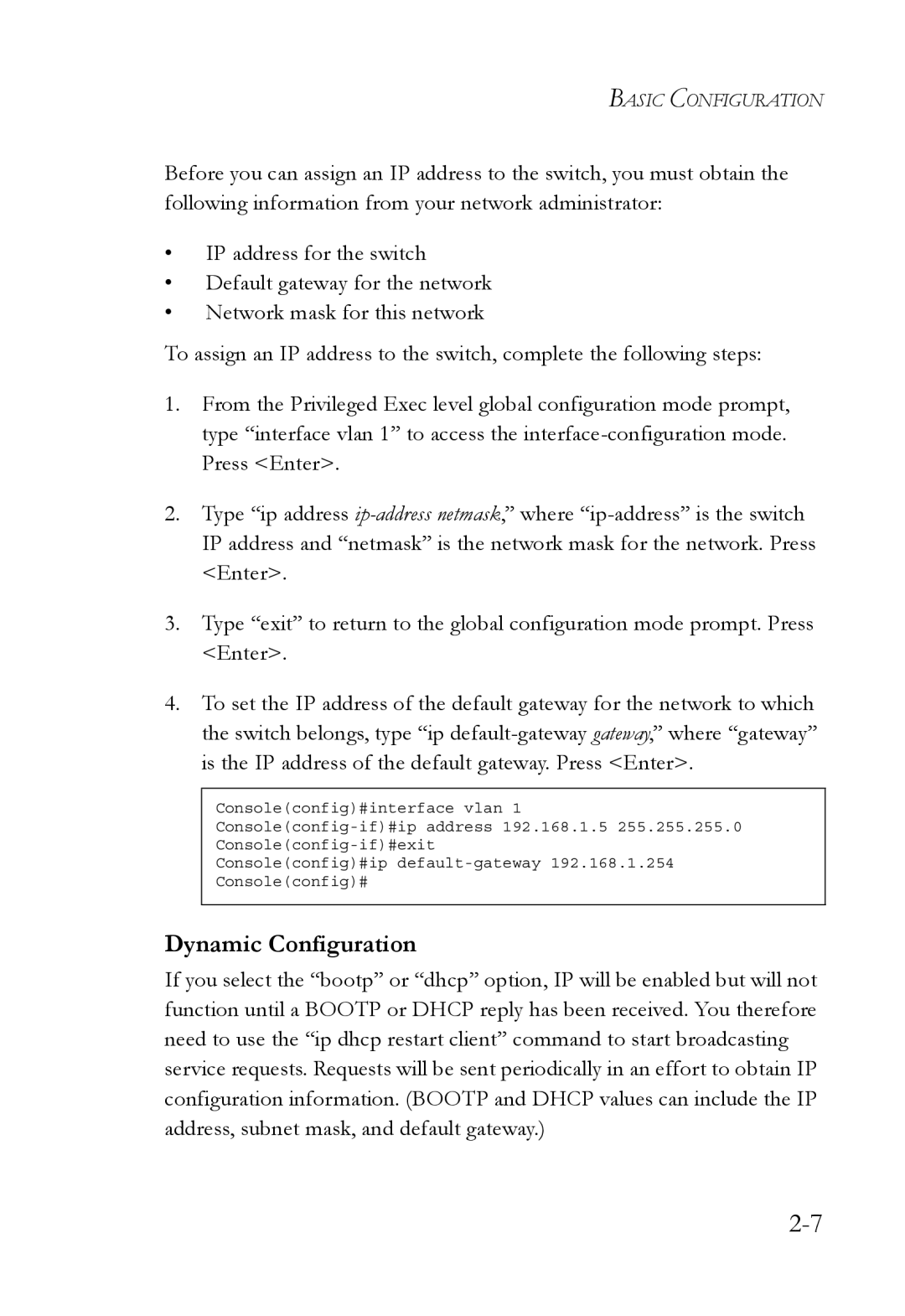 SMC Networks SMC8624/48T manual Dynamic Configuration 